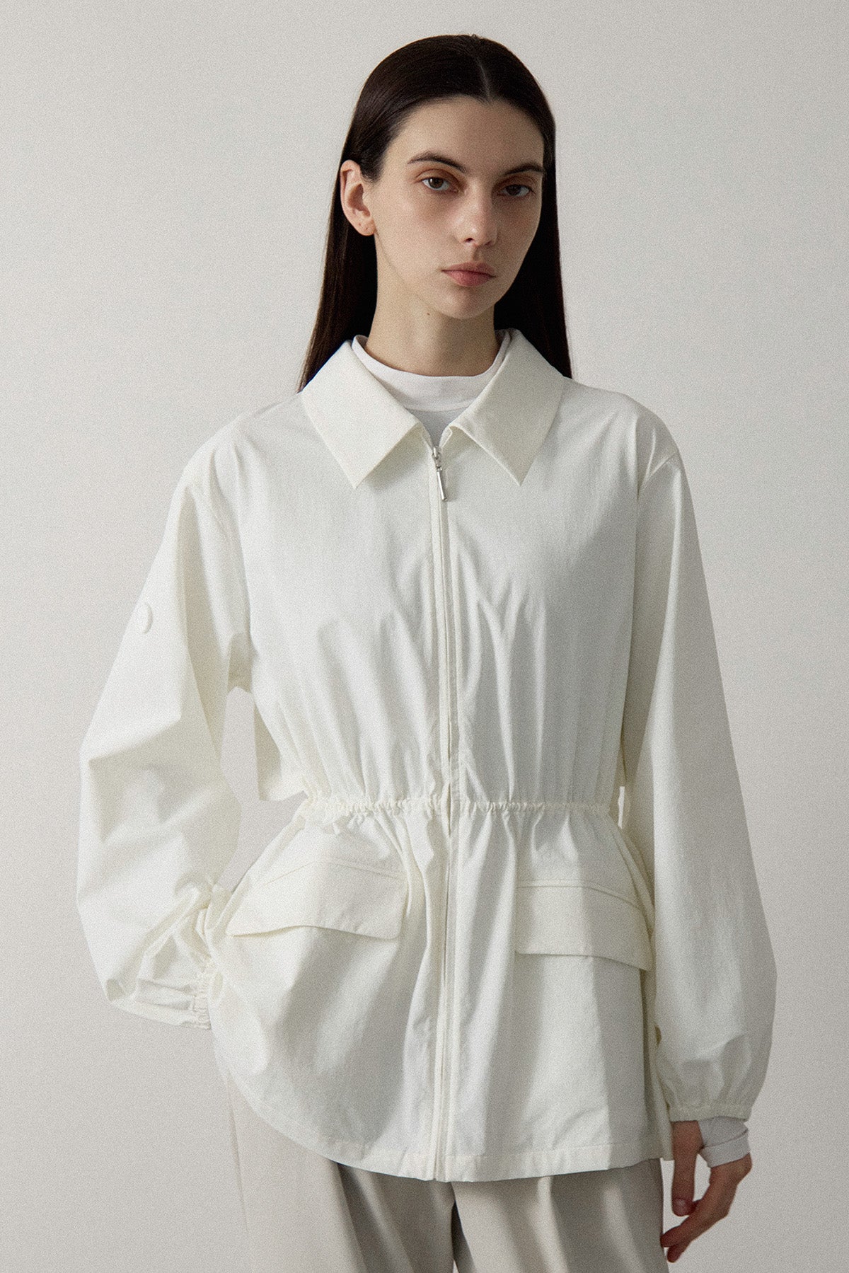 DRAWSTRING LIGHT JACKET - White