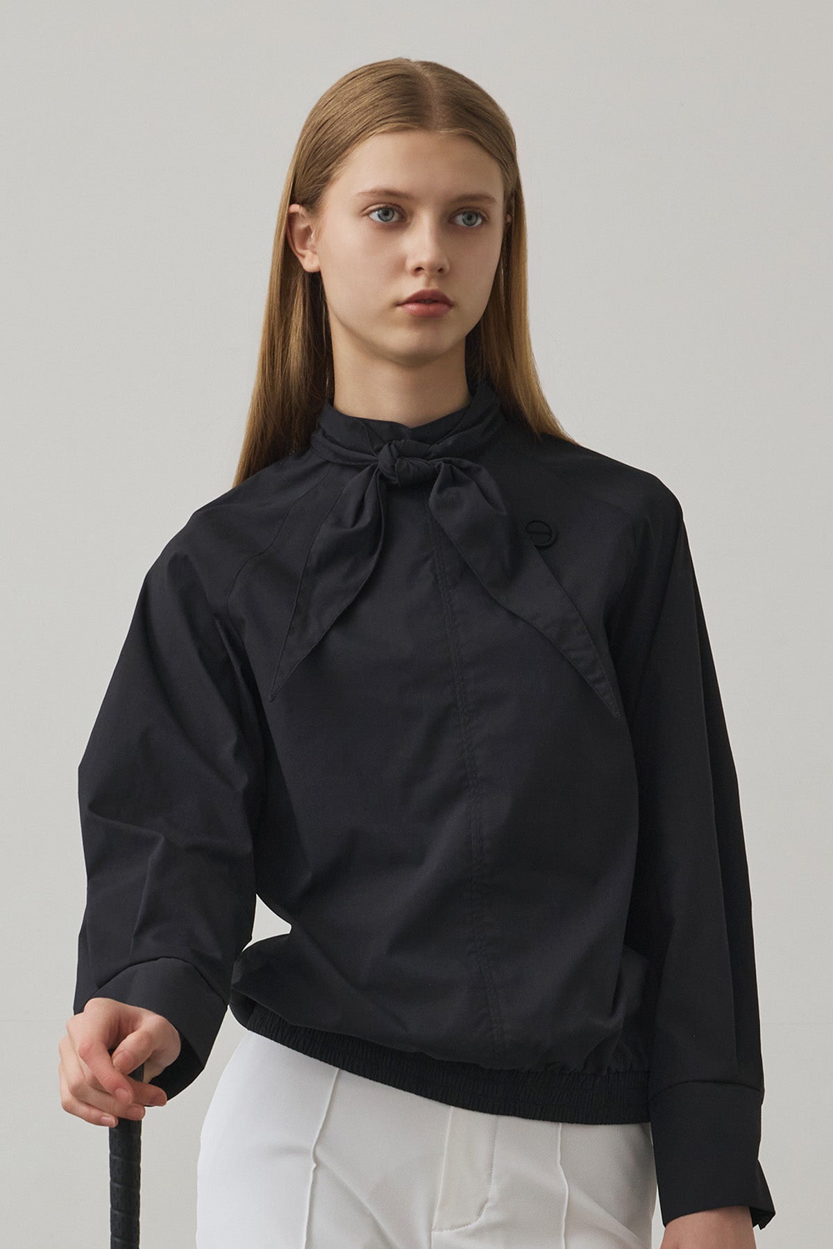 TIE DESIGN SHIRT TOP - Black