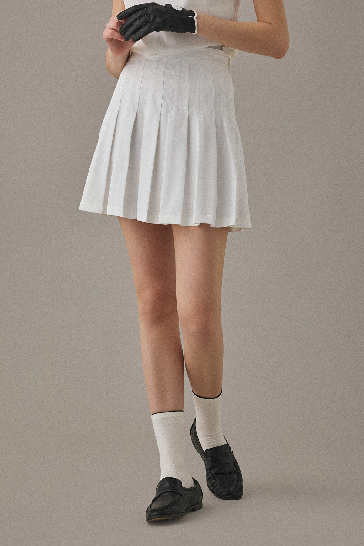 FLOWING PLEATS SKIRT - White