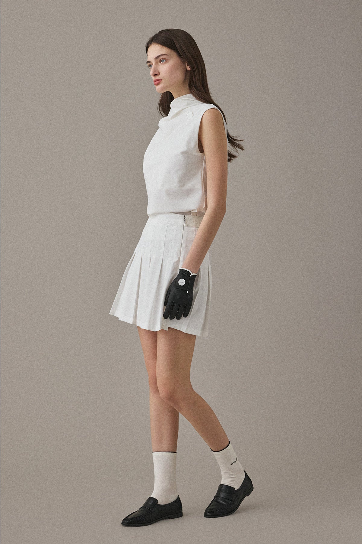 FLOWING PLEATS SKIRT - White