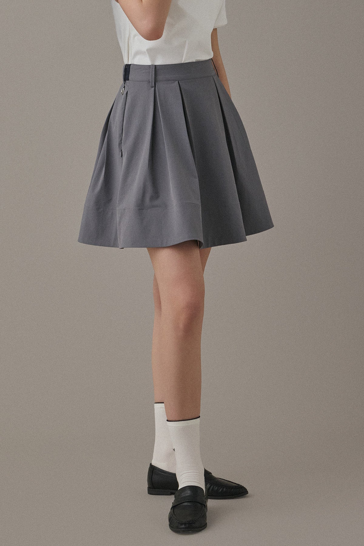 ROMAN FLARE SKIRT - Dark Clay