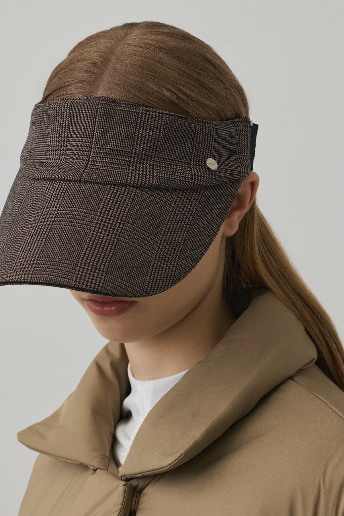 GLEN CHECK CURVE VISOR - Brown