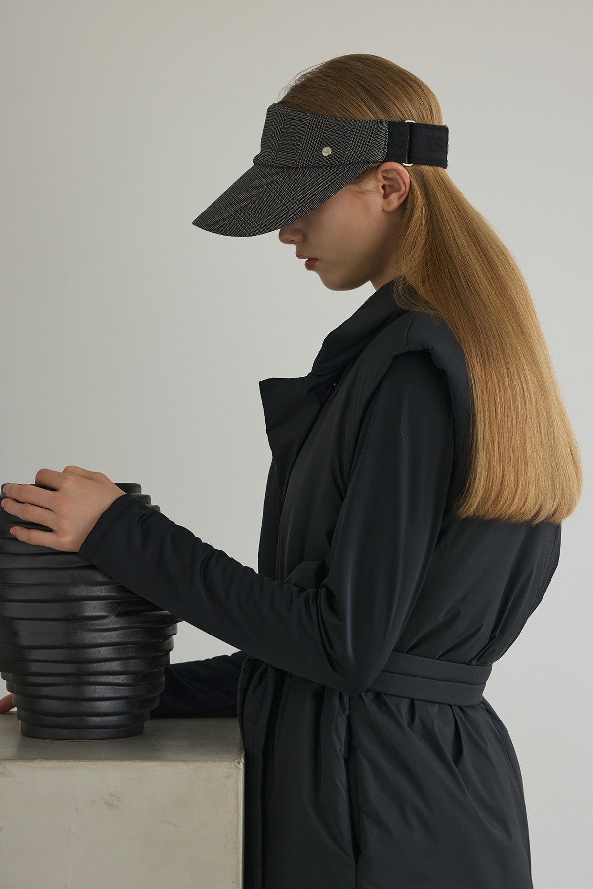 GLEN CHECK CURVE VISOR - Gray