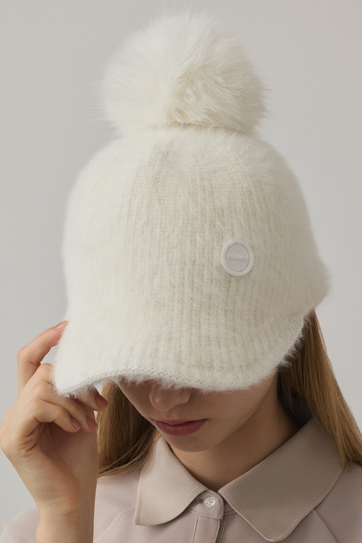 WARM KNIT FUR HAT - White