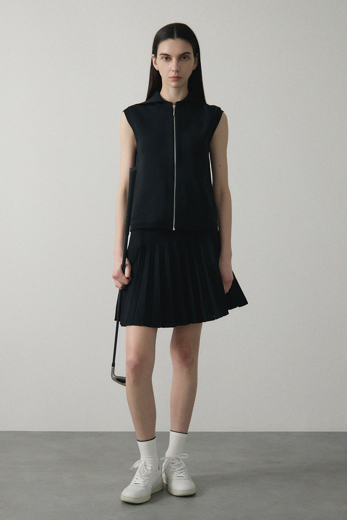 RECYCLED SMOOTH-KNIT PLEATS - Black