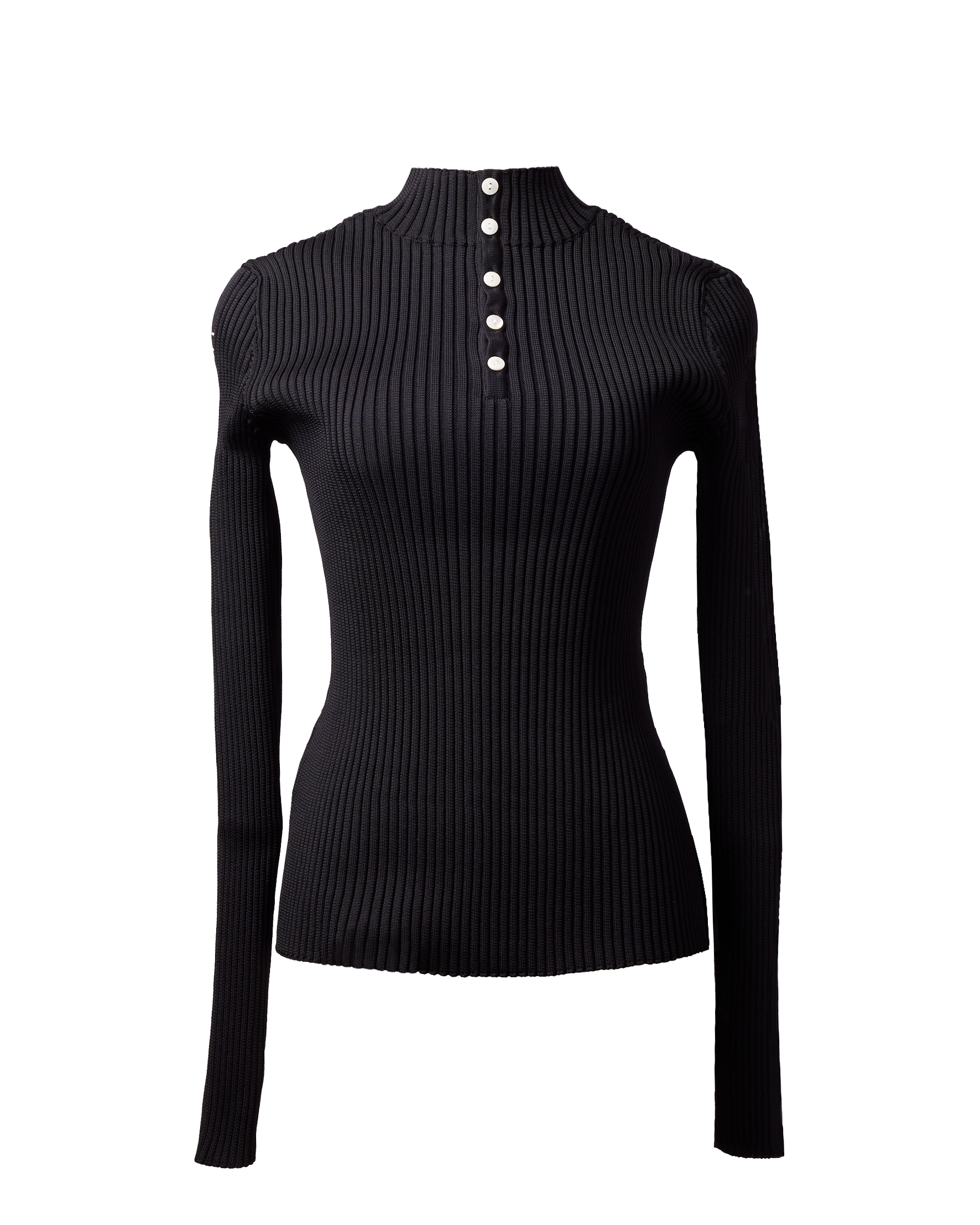 2WAY LETTER RIB KNIT - Black