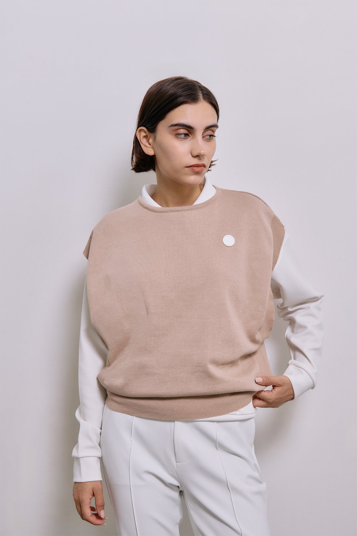 SUSTAIN KNIT VEST - PinkBeige