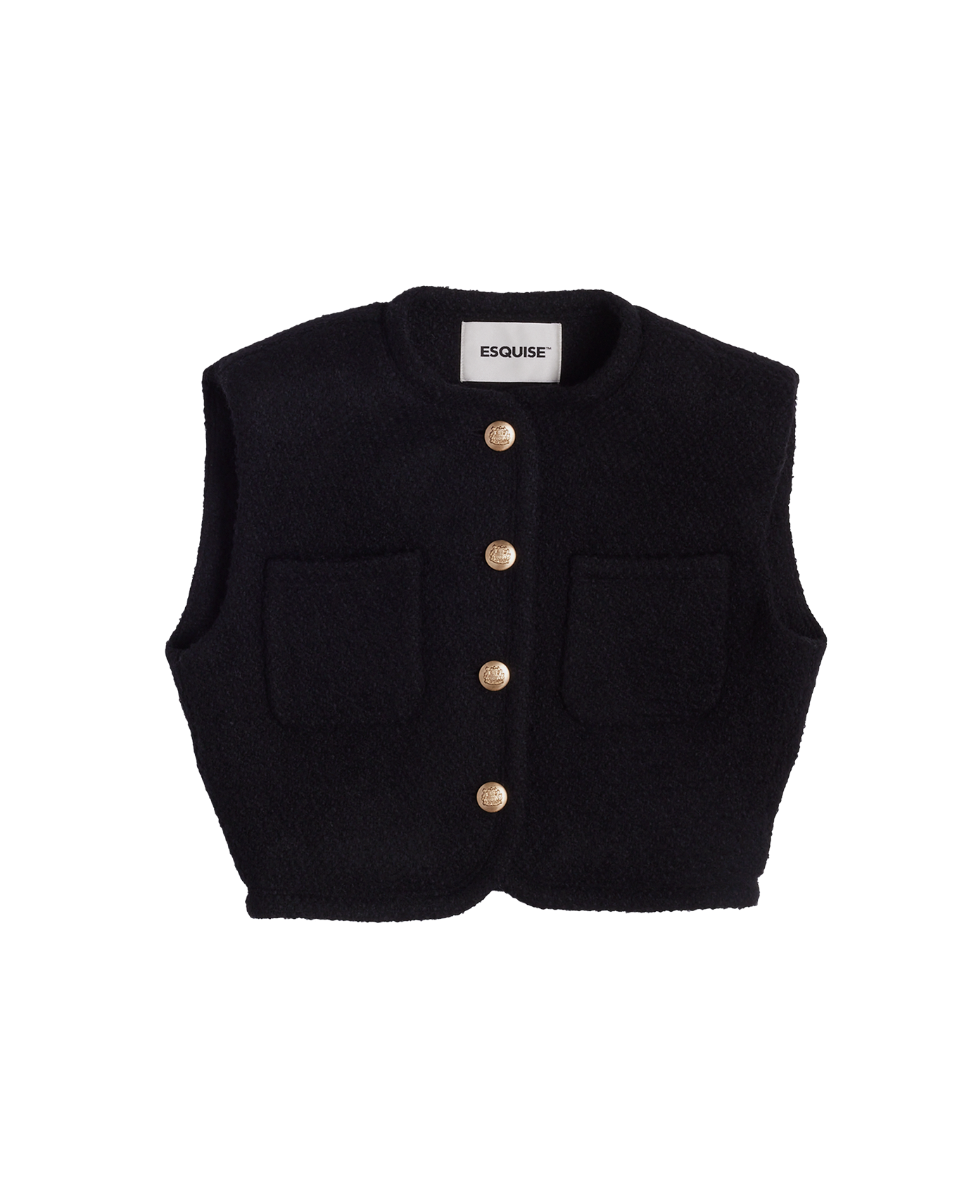 TWEED SHORT VEST - Black