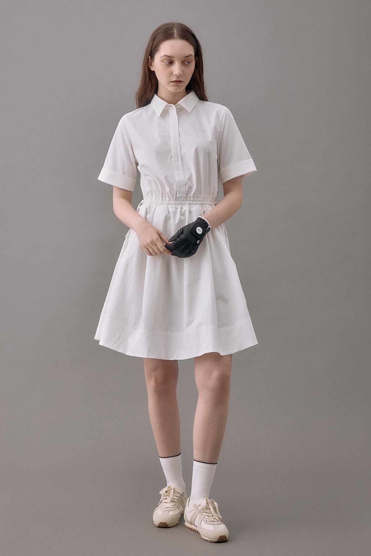 DRAWSTRING SHIRT DRESS - White