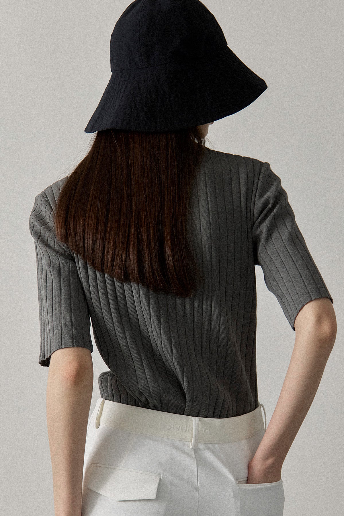 ORGANIC COTTON KNIT POLO - Gray