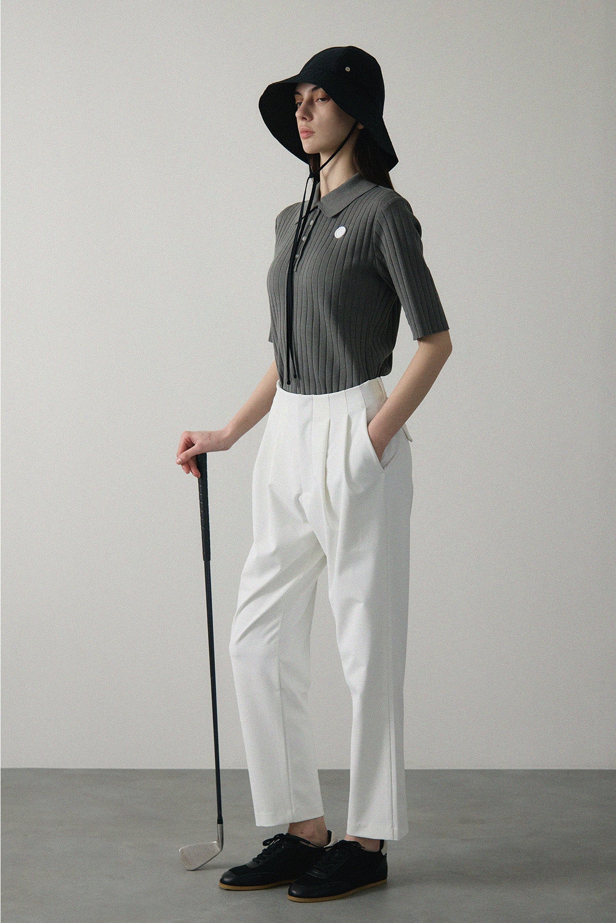 ORGANIC COTTON KNIT POLO - Gray