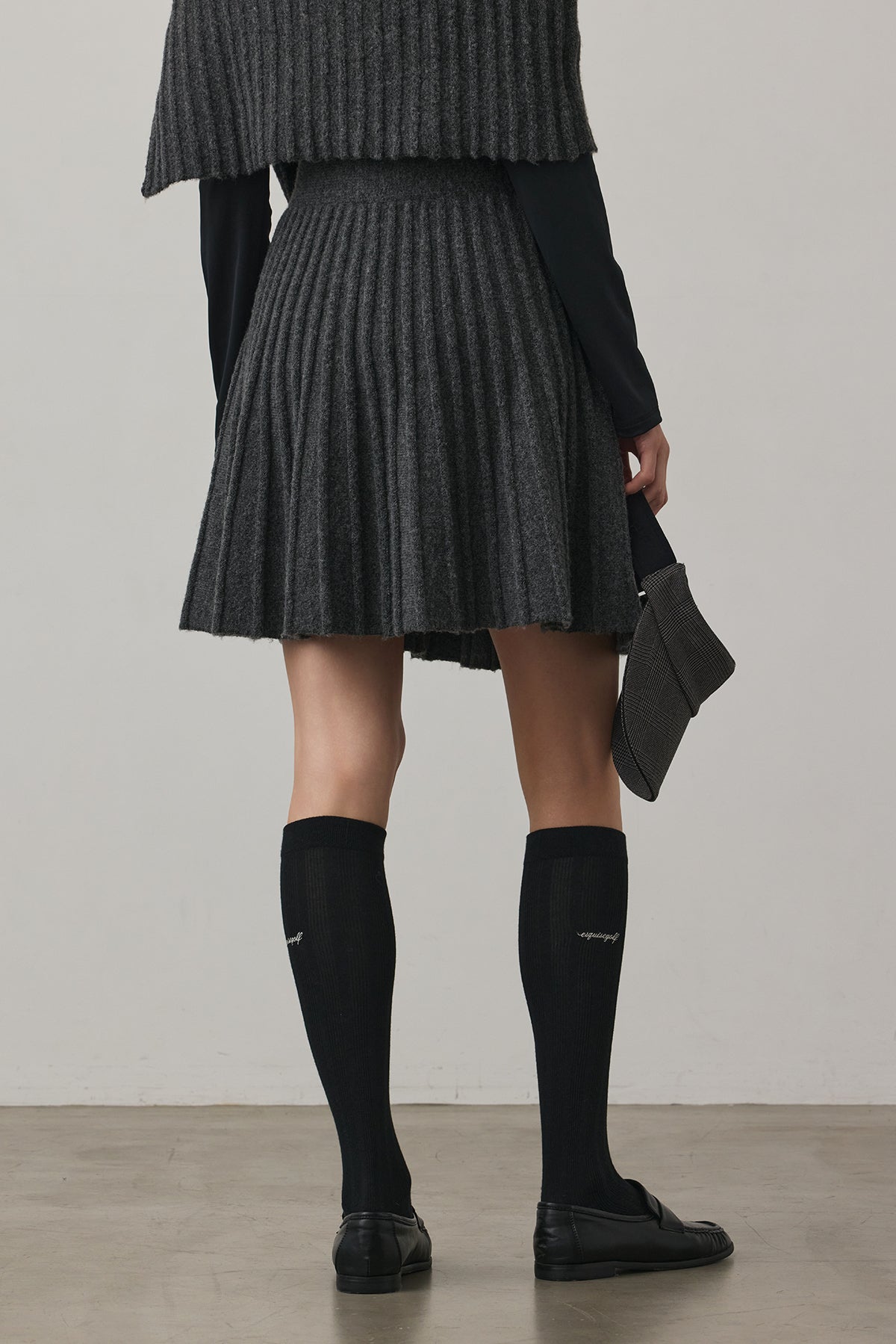 ECO-KNIT PLEATS SKIRT - Gray
