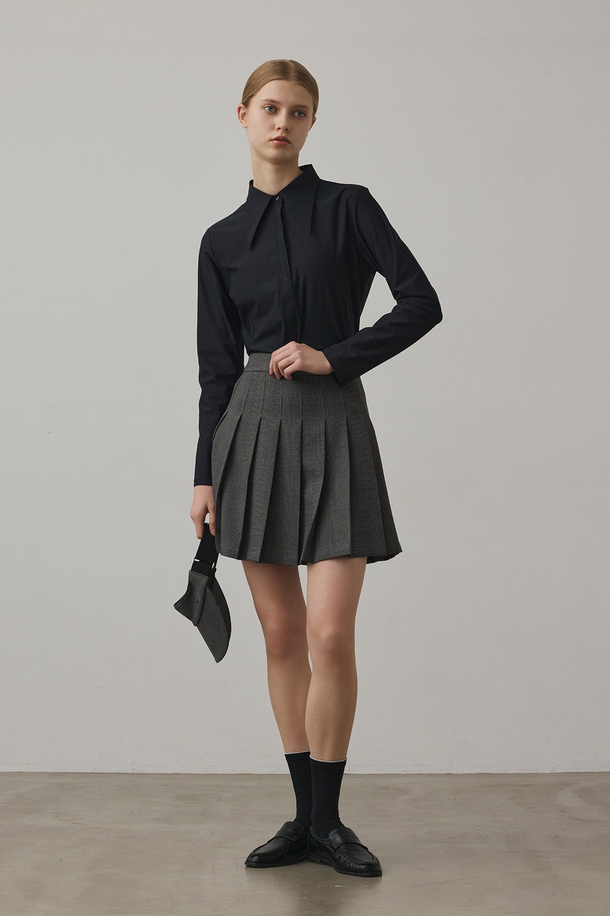 CLASSIC COLLAR SHIRT TOP - Black