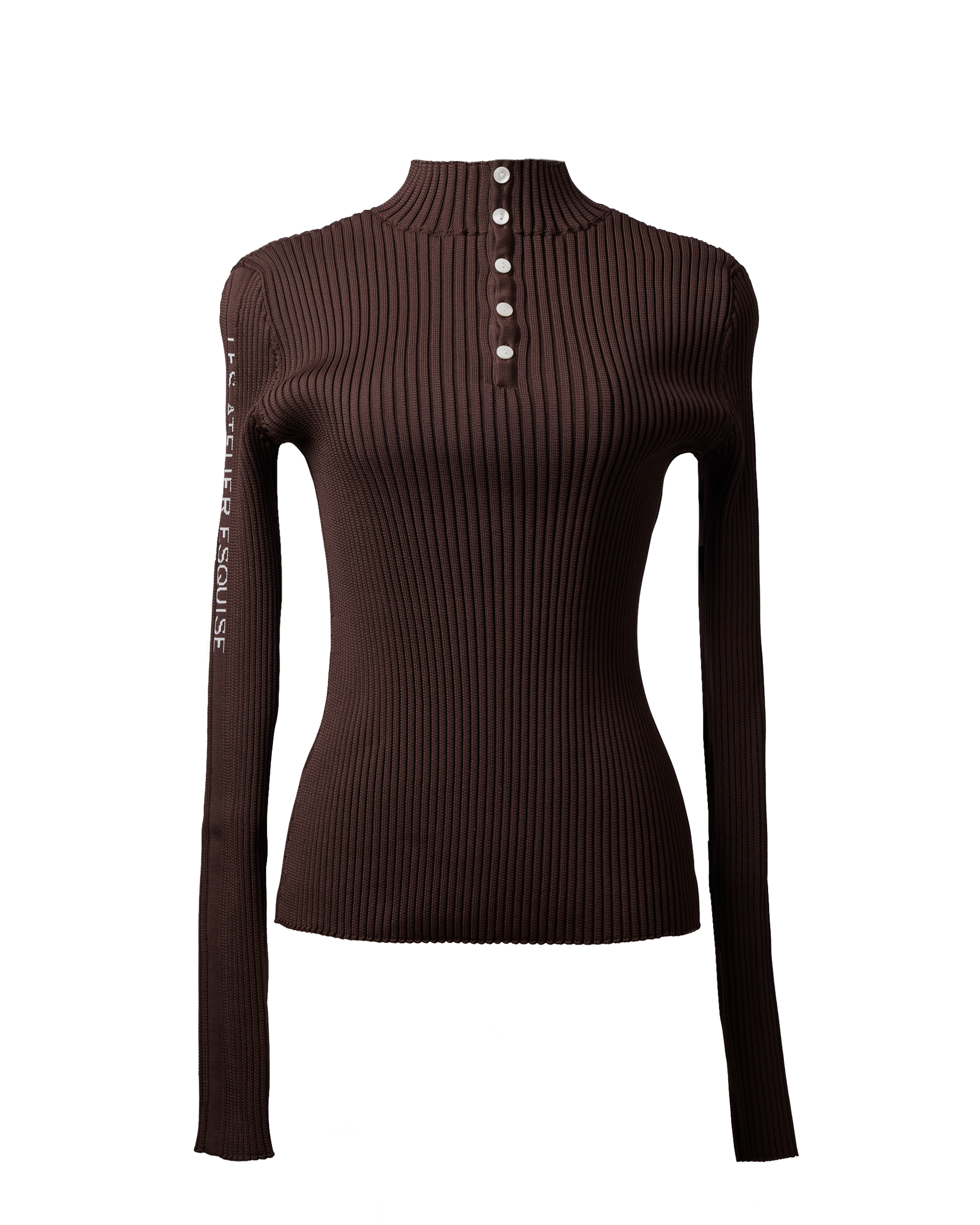 2WAY LETTER RIB KNIT - Espresso