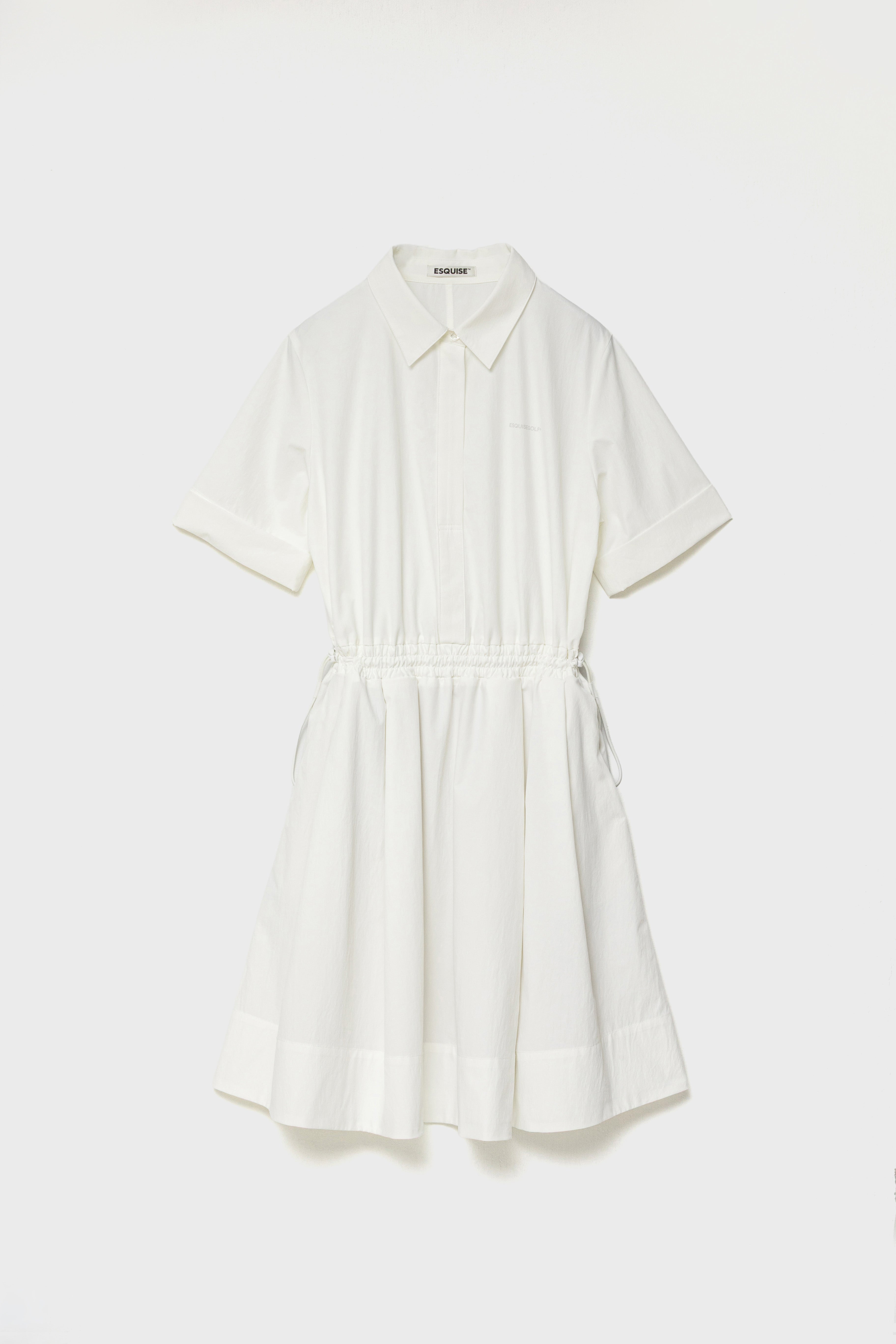 DRAWSTRING SHIRT DRESS - White