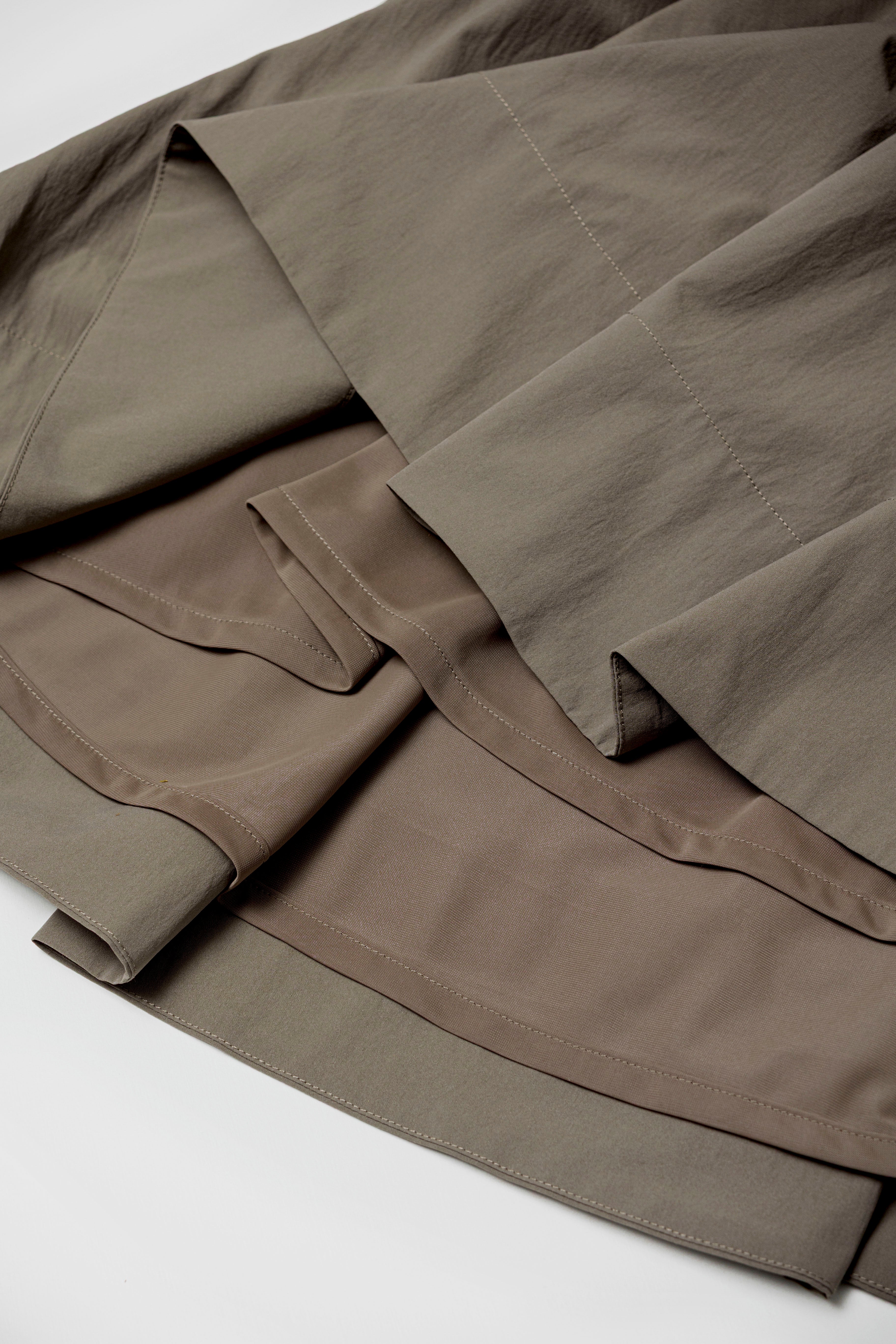 DRAWSTRING SHIRT DRESS - Brown
