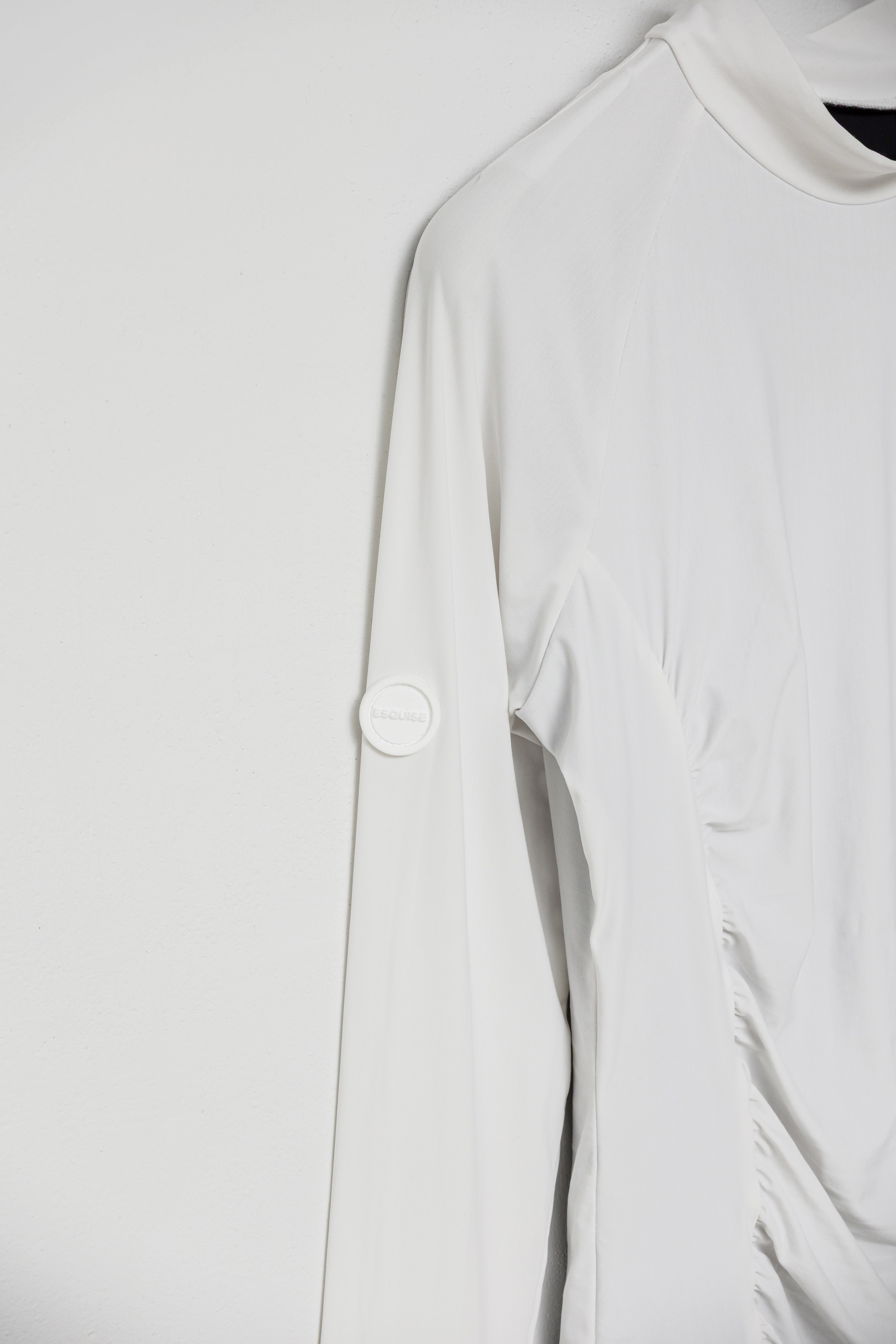 MOCKNECK GATHER TOP - White