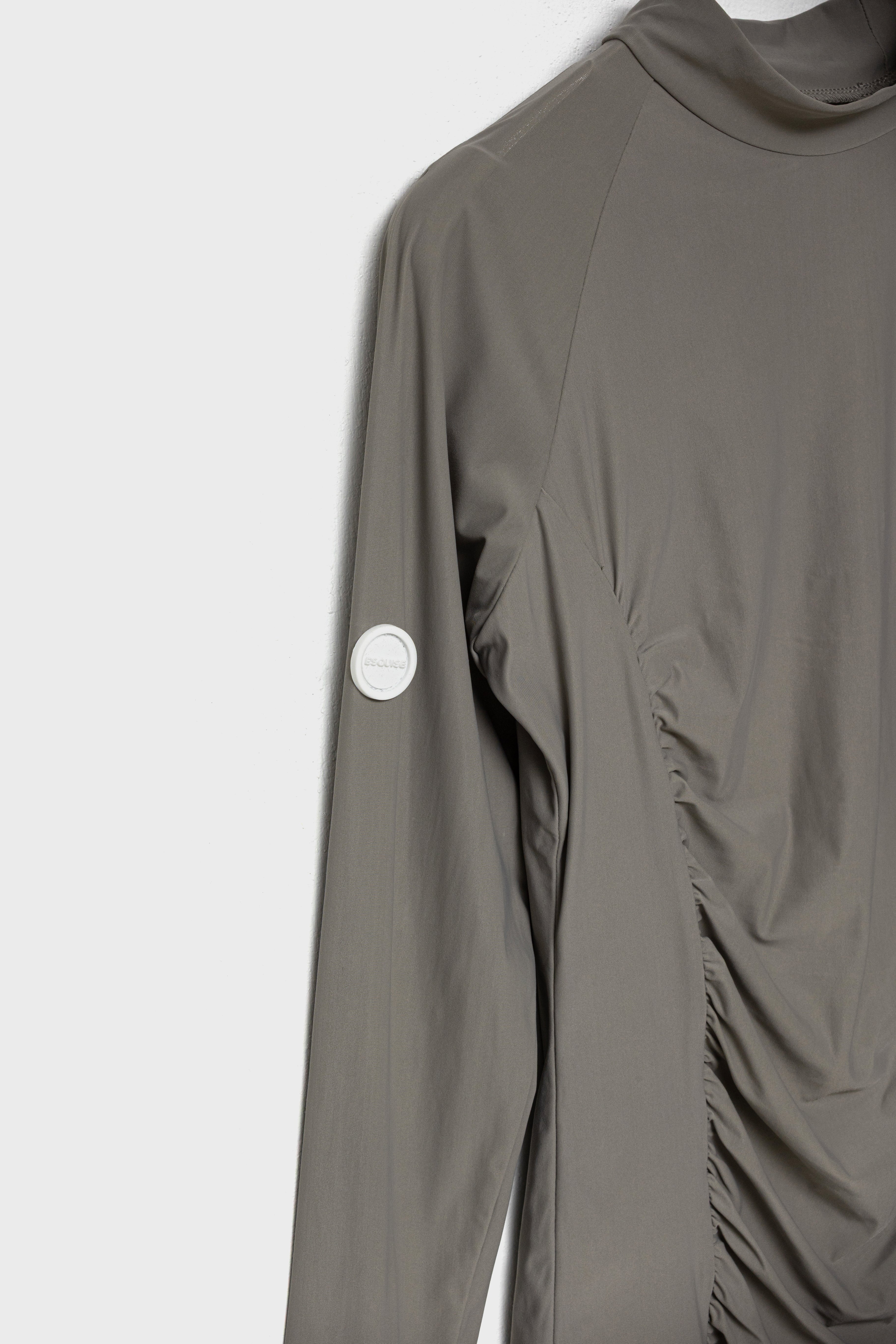 MOCKNECK GATHER TOP - Gray