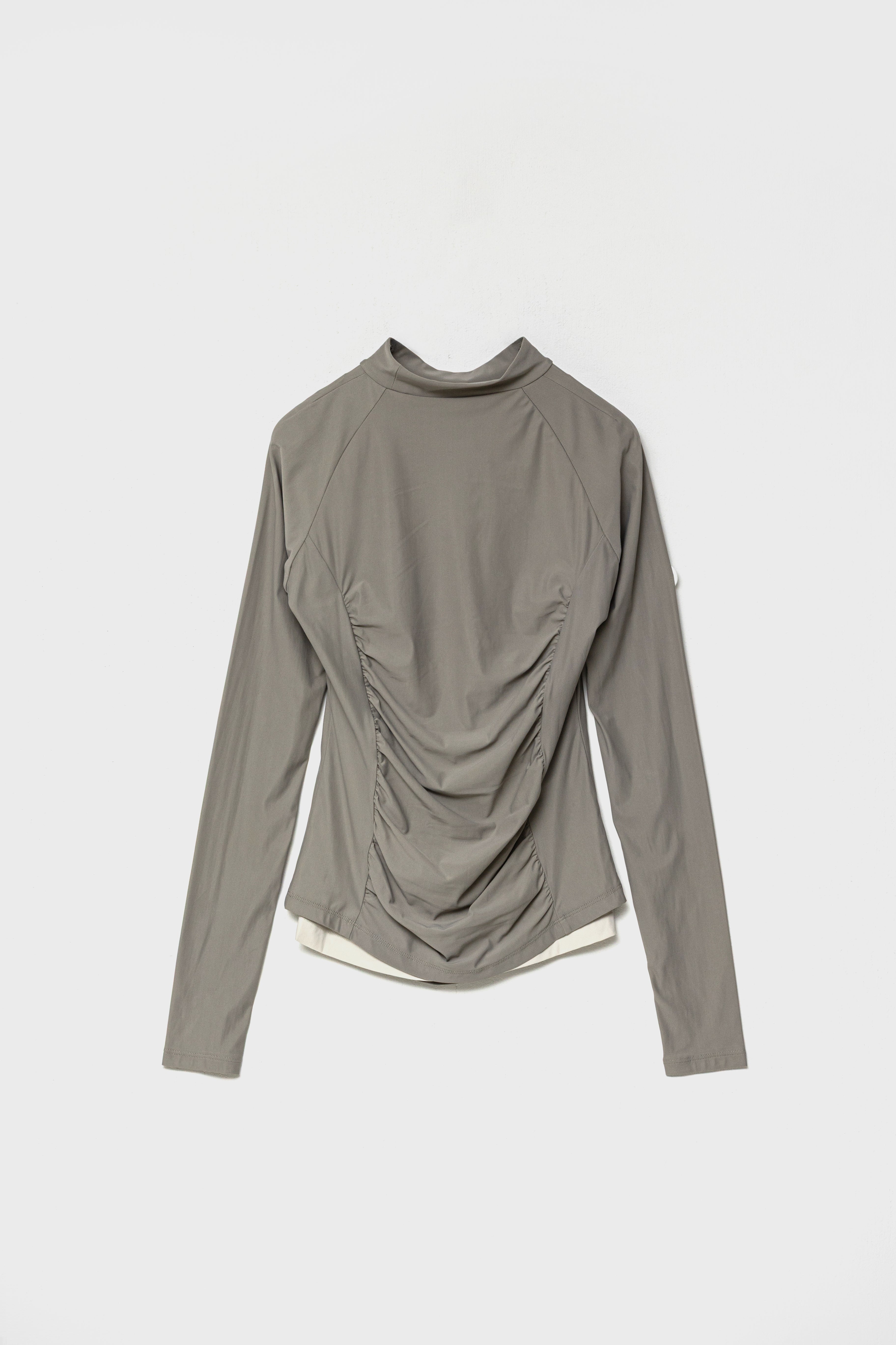 MOCKNECK GATHER TOP - Gray