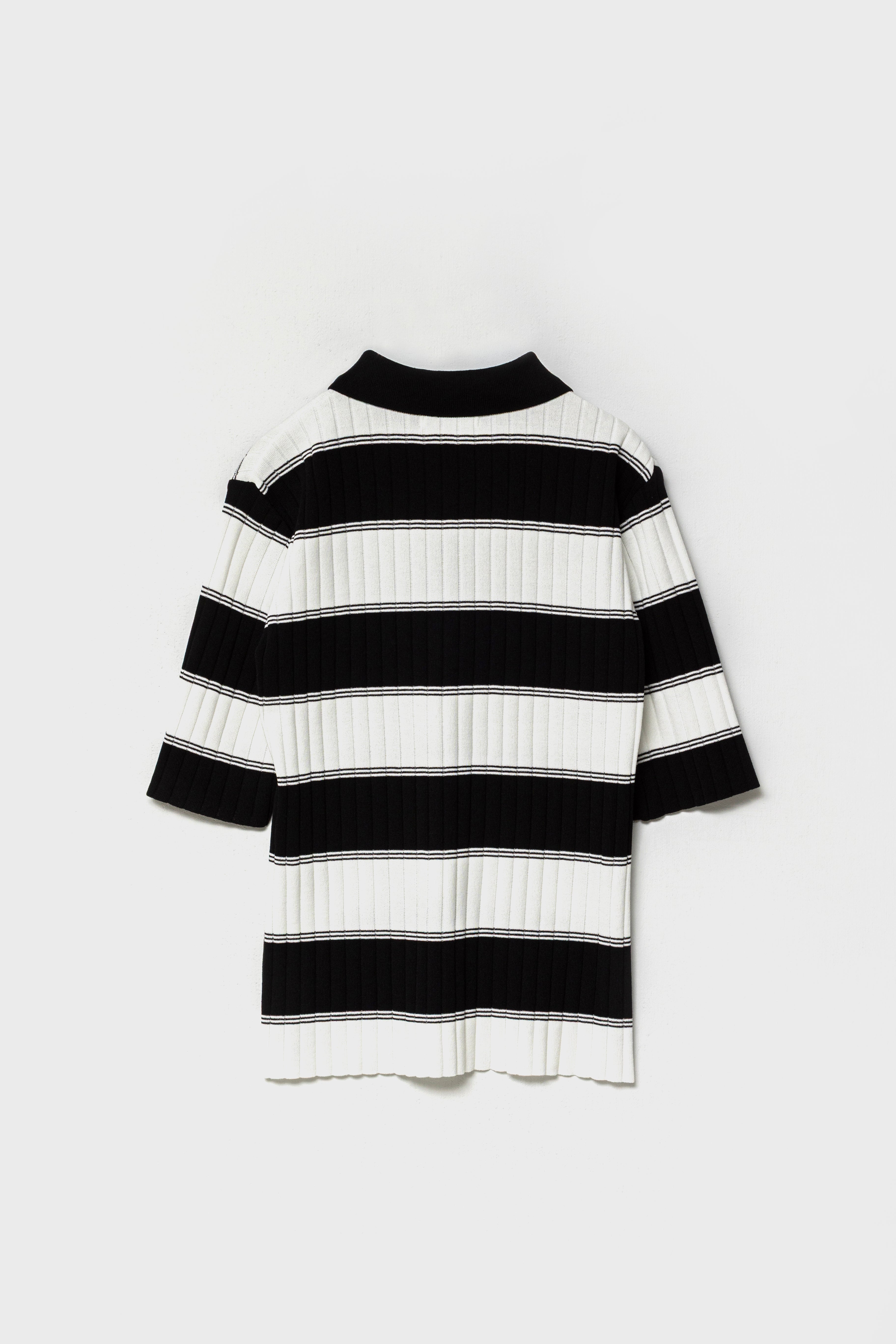 ORGANIC COTTON KNIT POLO - Black x White