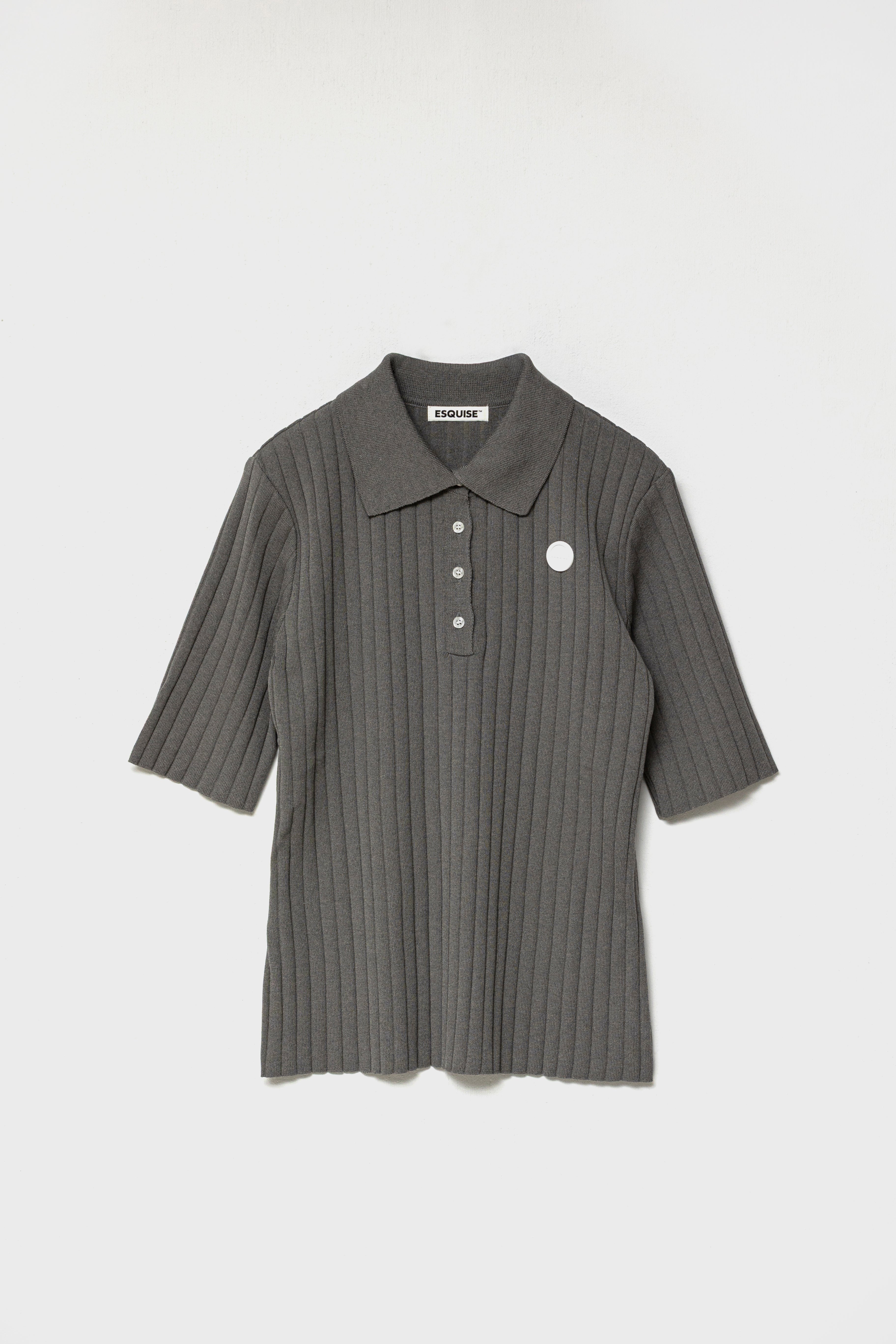 ORGANIC COTTON KNIT POLO - Gray