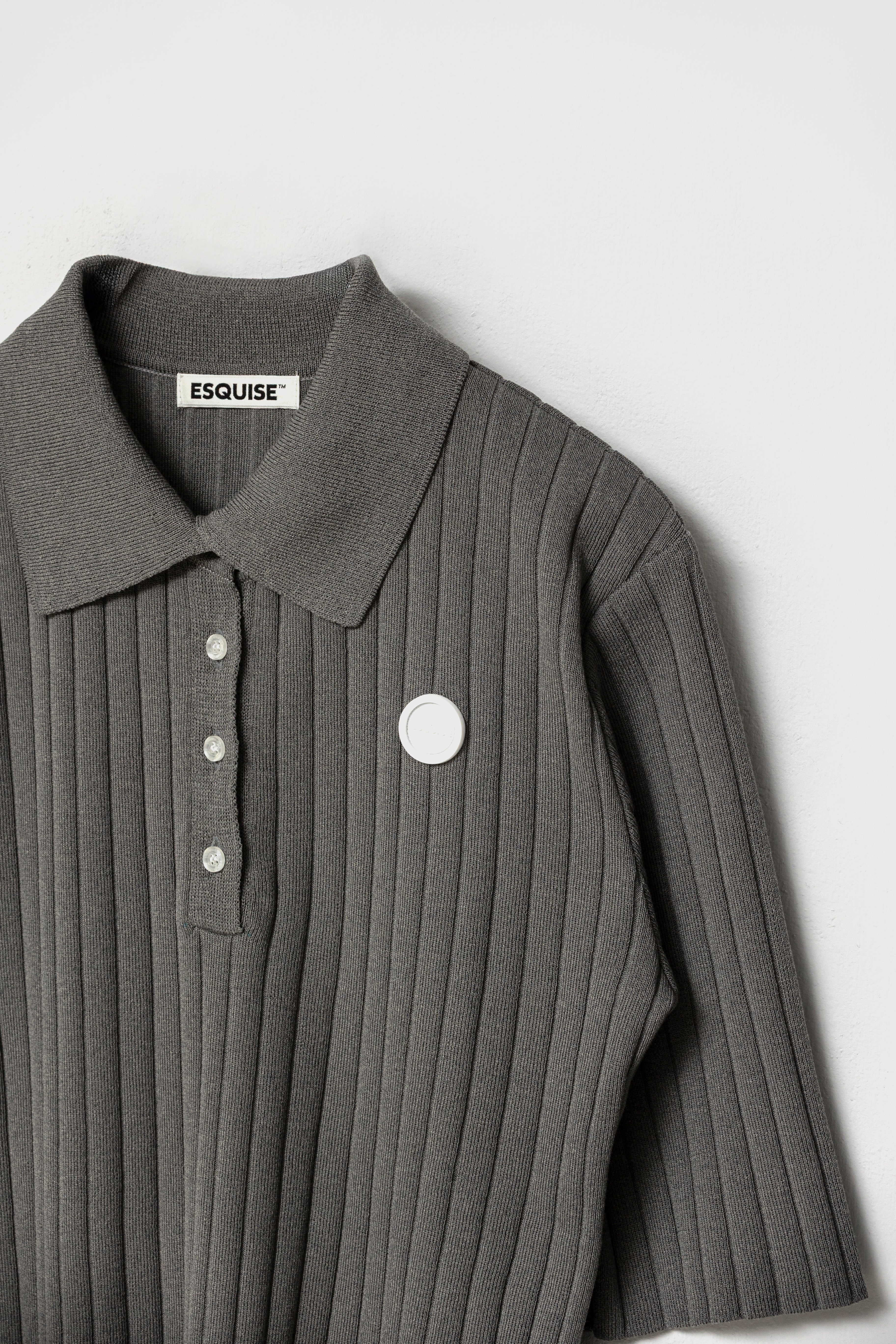 ORGANIC COTTON KNIT POLO - Gray