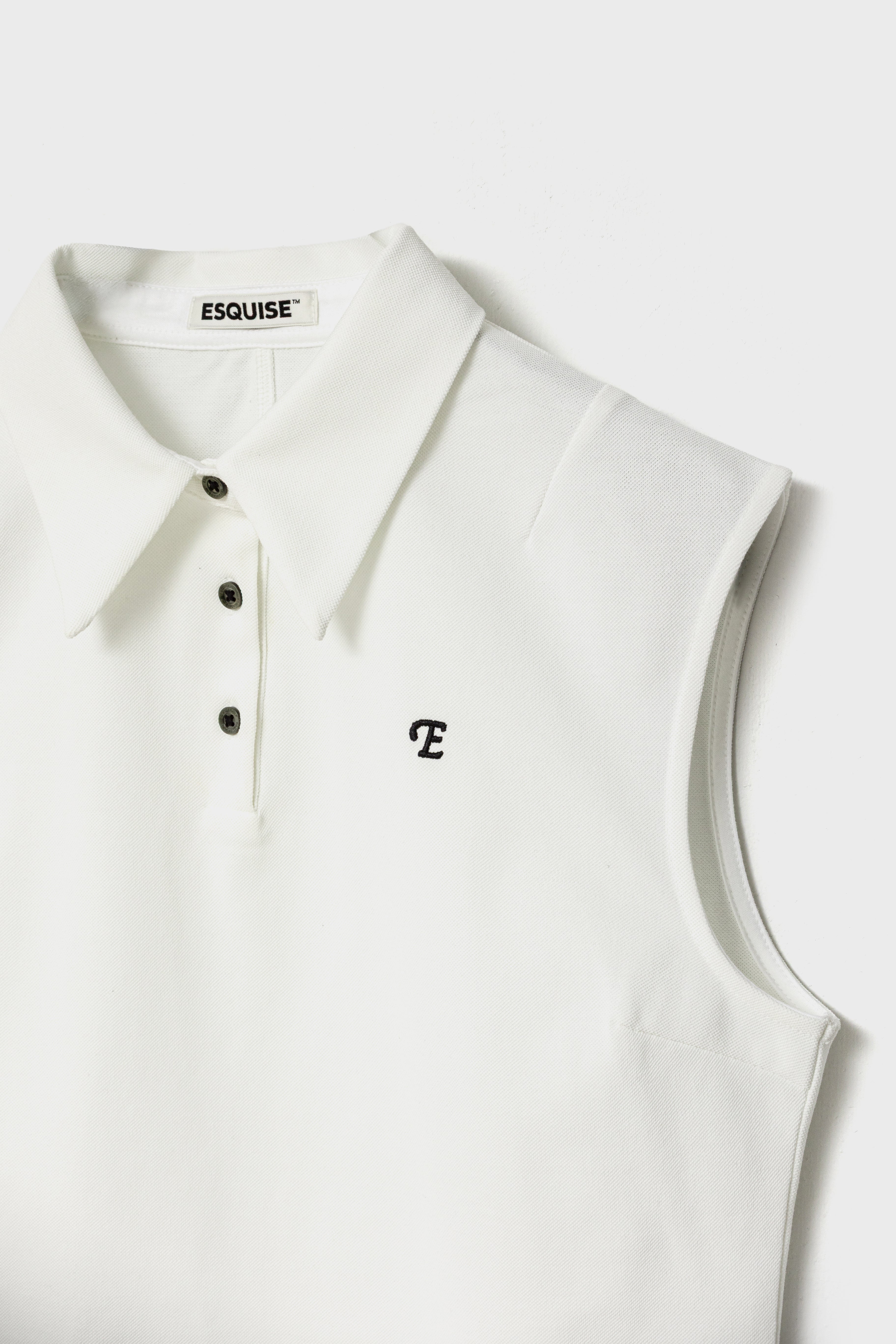 CLASSIC PIQUE SLEEVELESS TOP - White