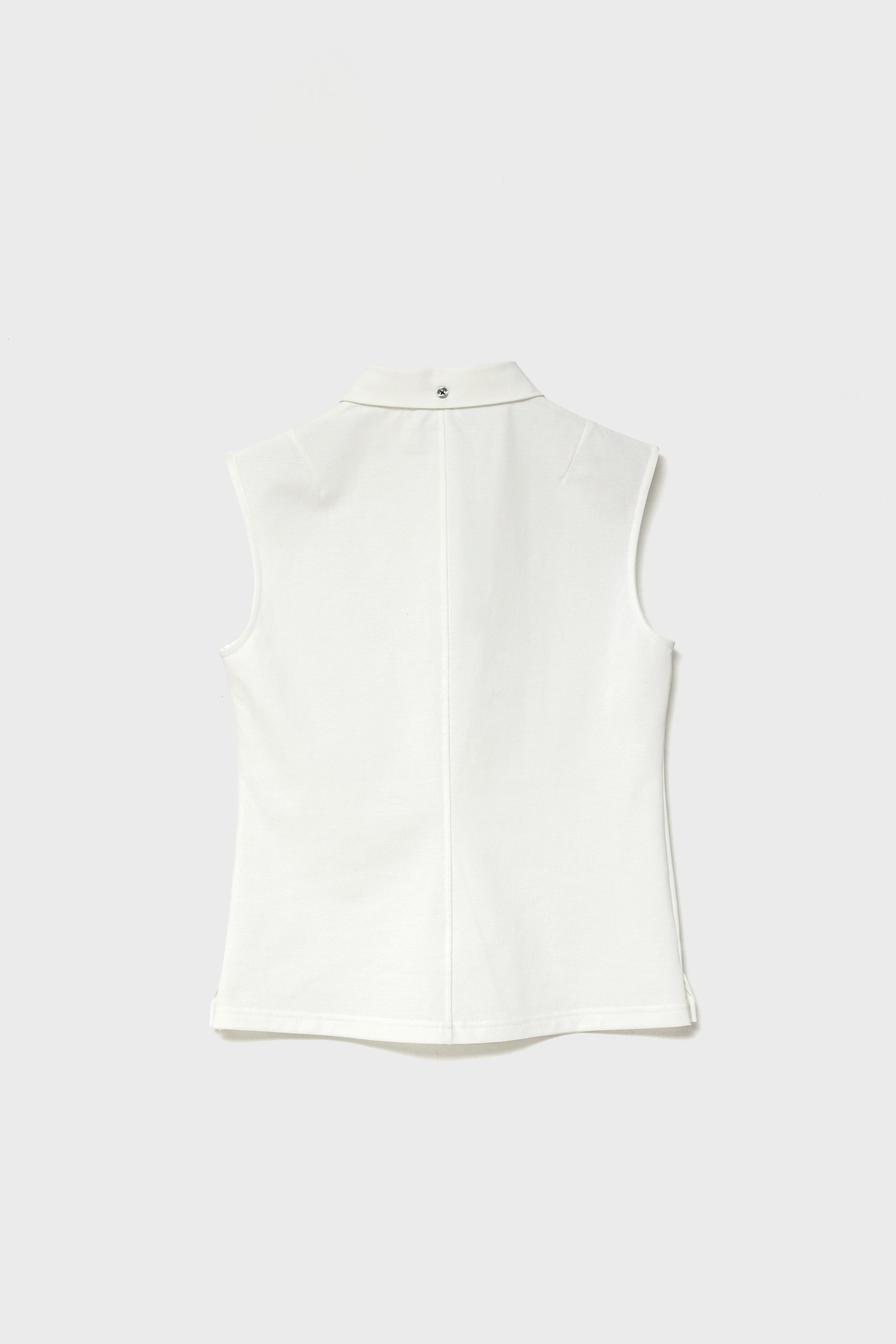 CLASSIC PIQUE SLEEVELESS TOP - White
