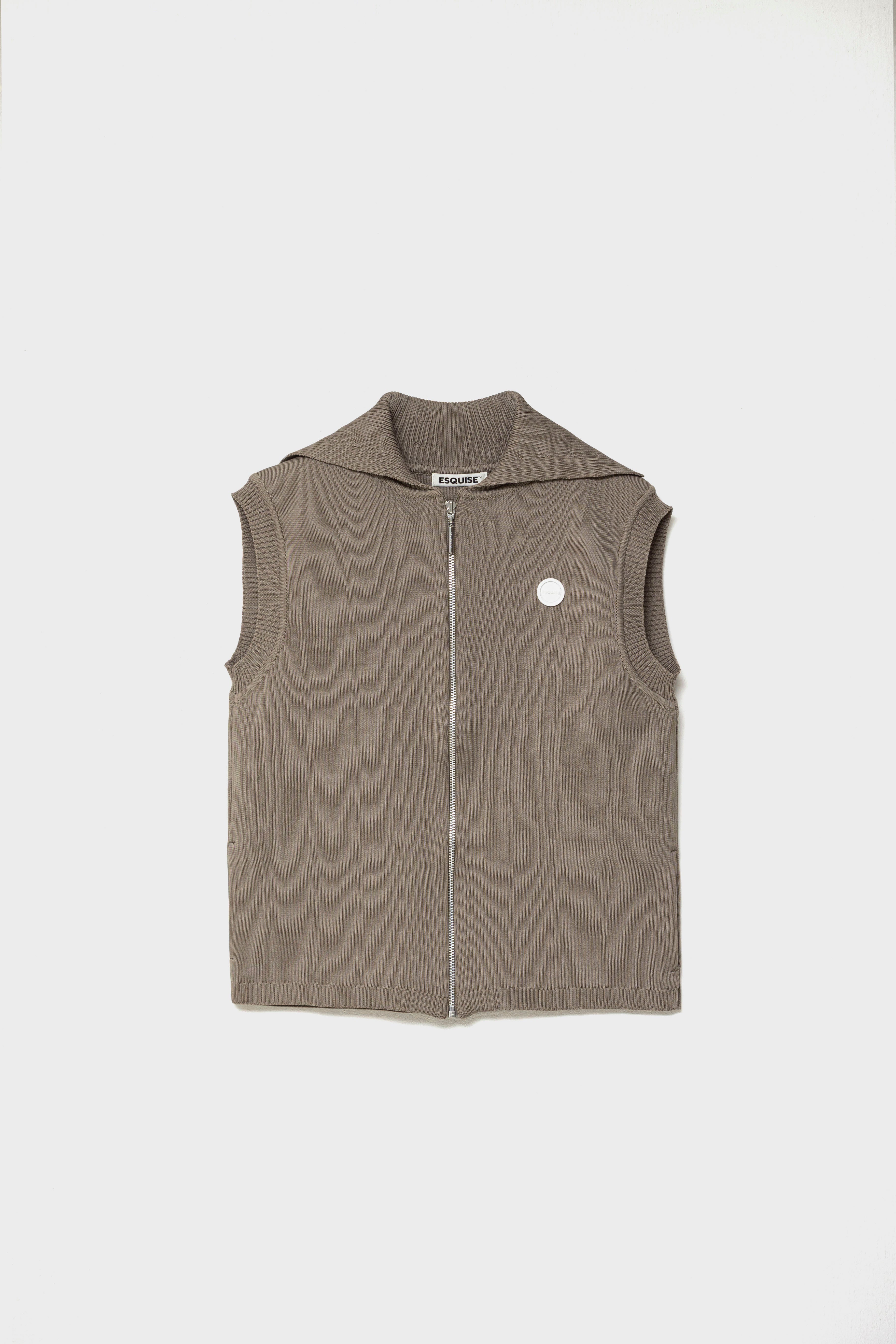 RECYCLED SMOOTH-KNIT VEST - Beige