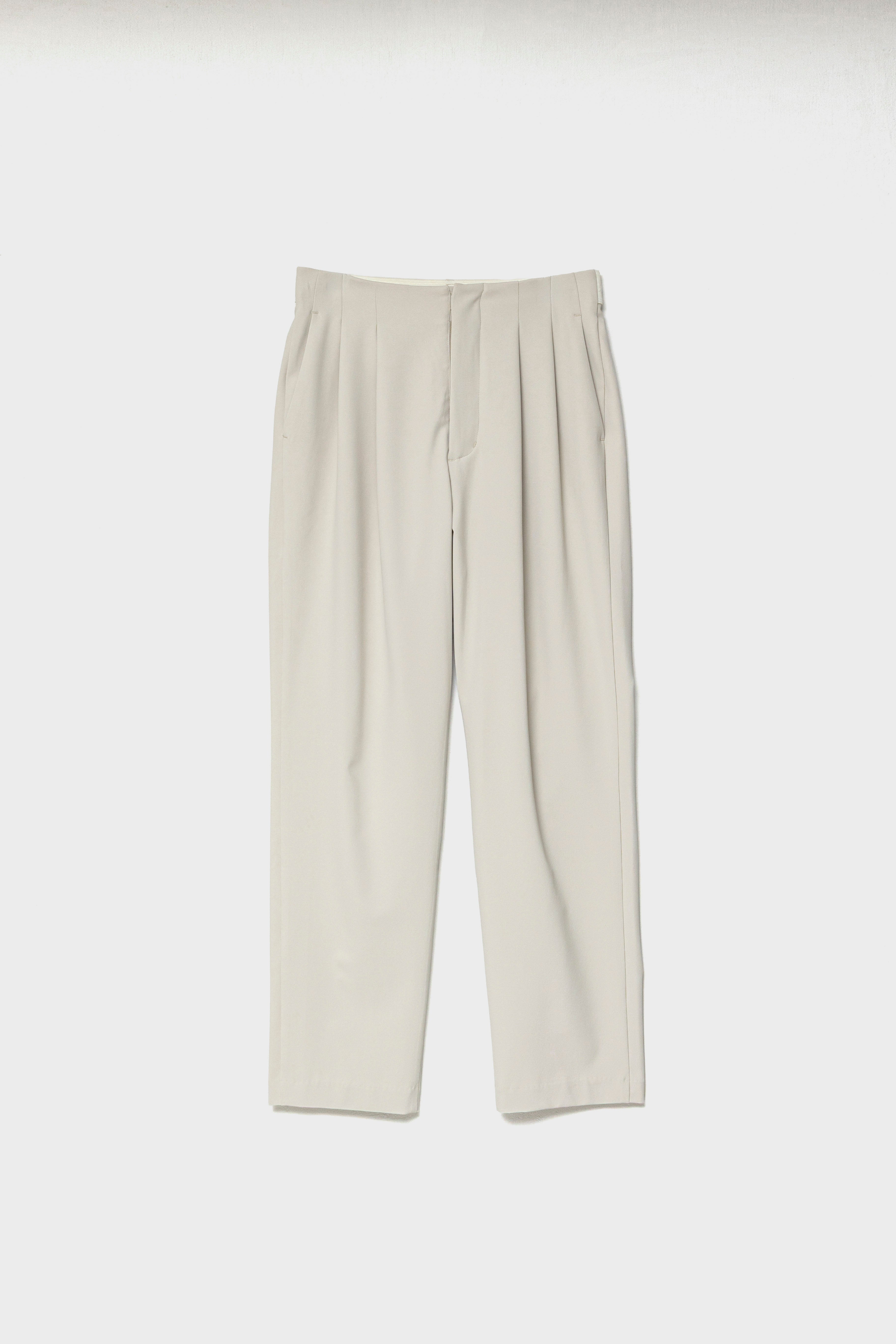 RELAXED DOUBLE PLEATS TROUSERS - Beige