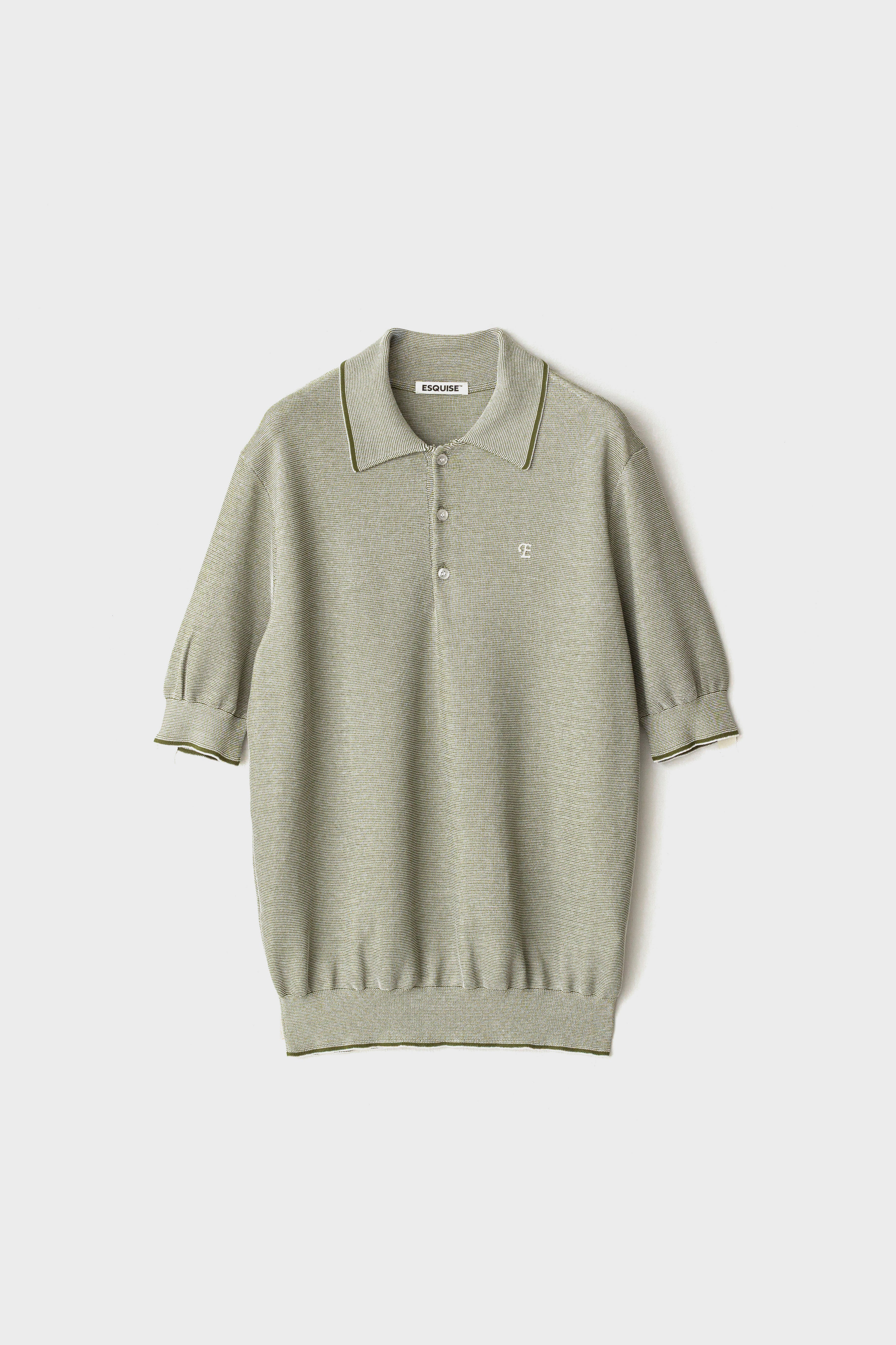 FINE WEAVE KNIT POLO - Khaki