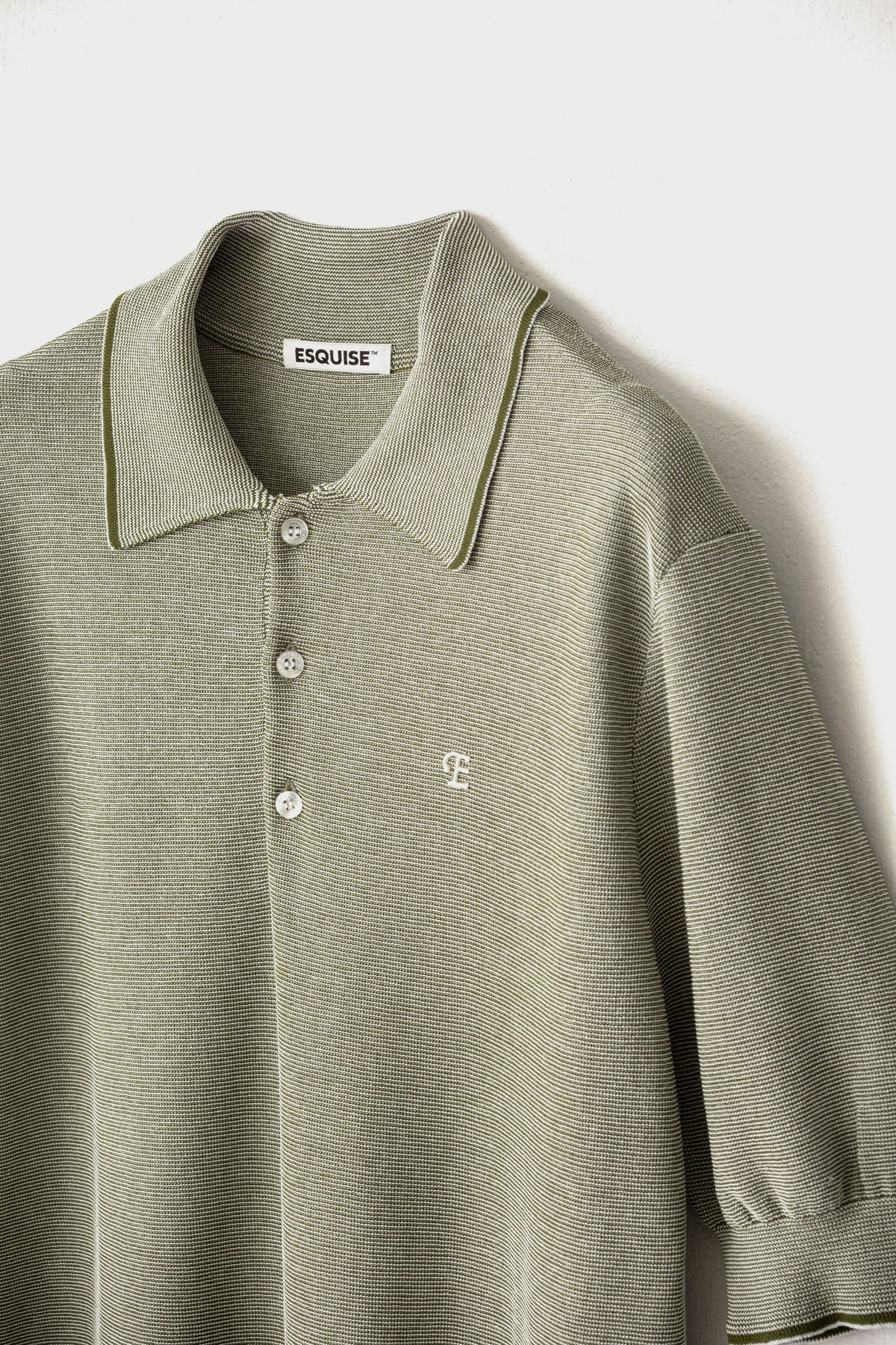 FINE WEAVE KNIT POLO - Khaki