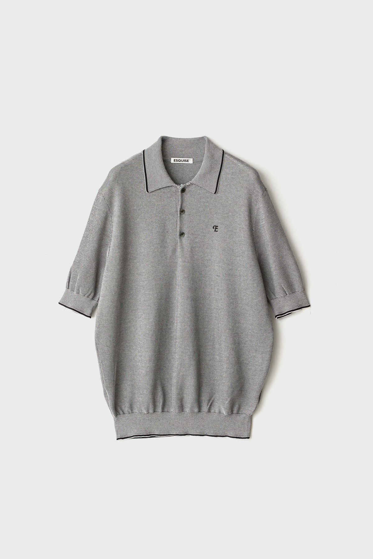 FINE WEAVE KNIT POLO - Black