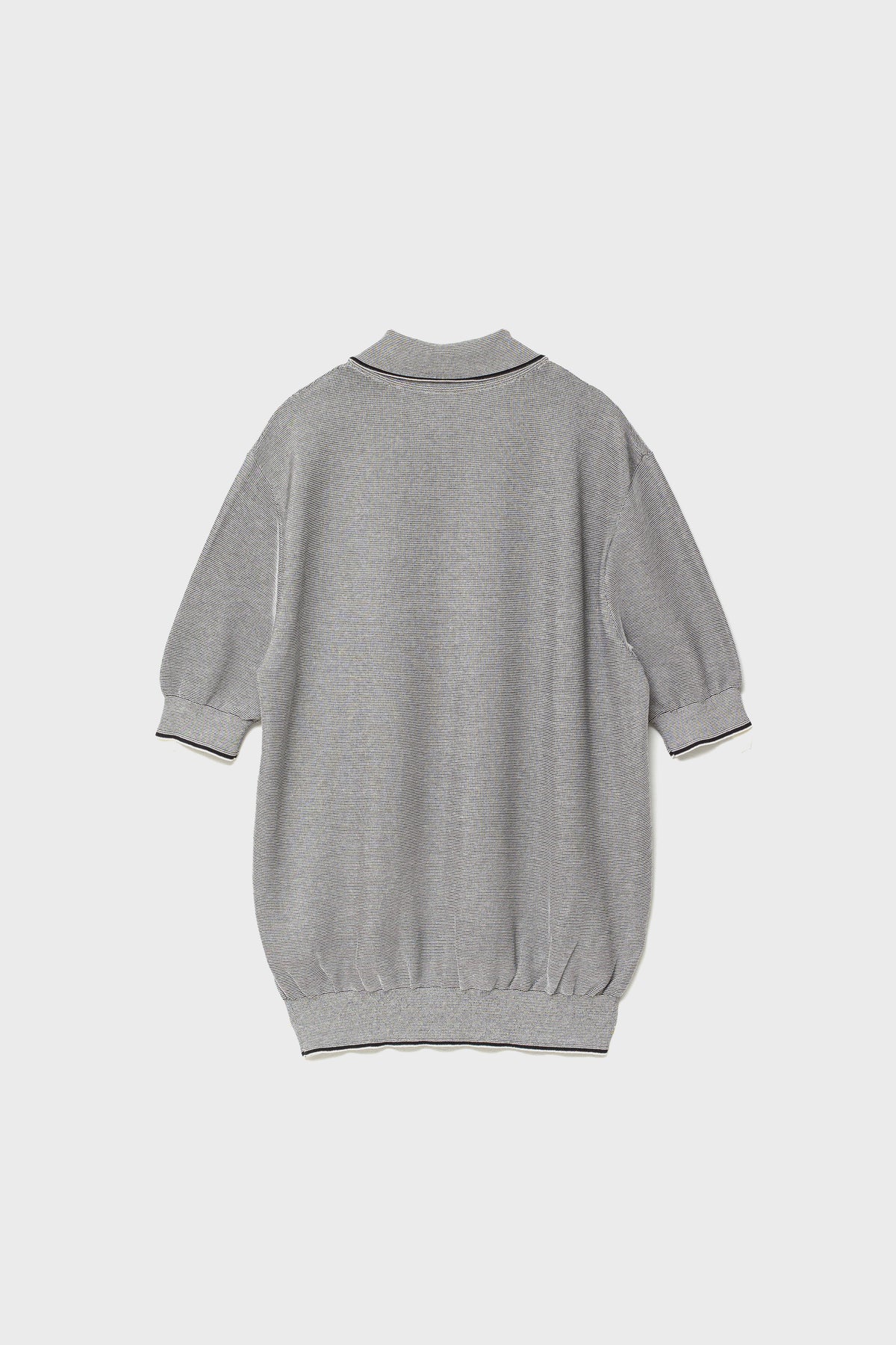 FINE WEAVE KNIT POLO - Black