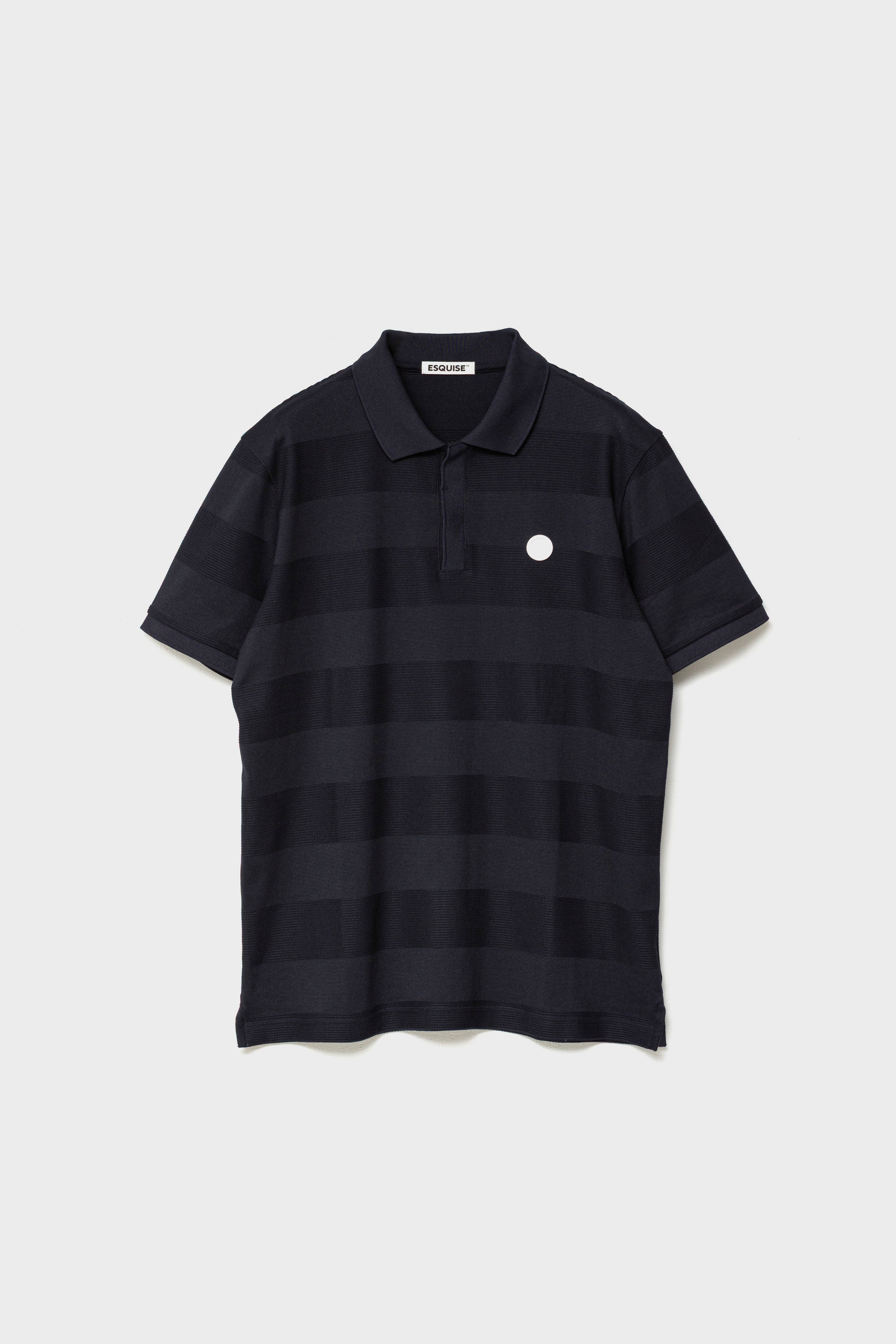 JACQUARD STRIPED POLO - Navy