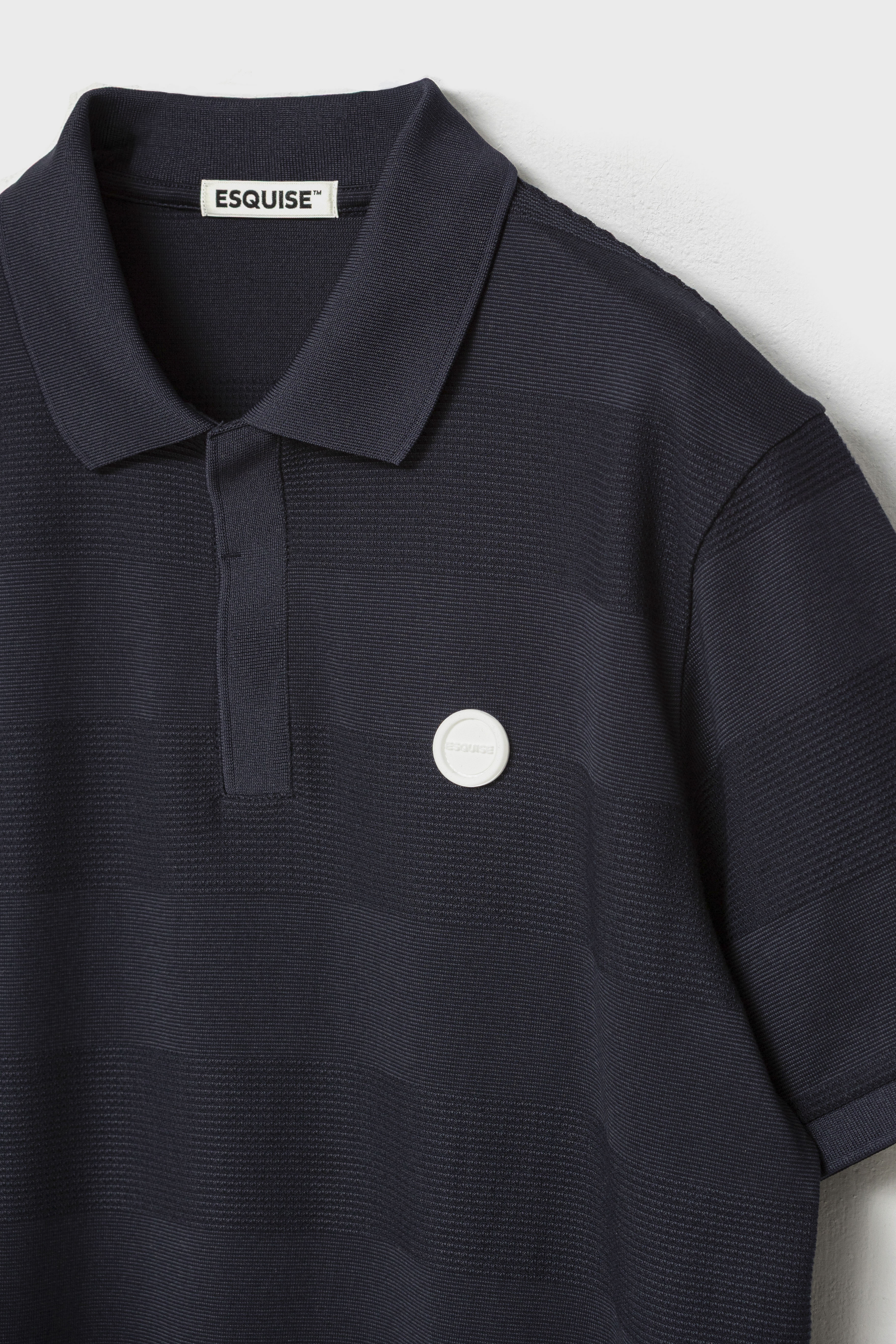 JACQUARD STRIPED POLO - Navy