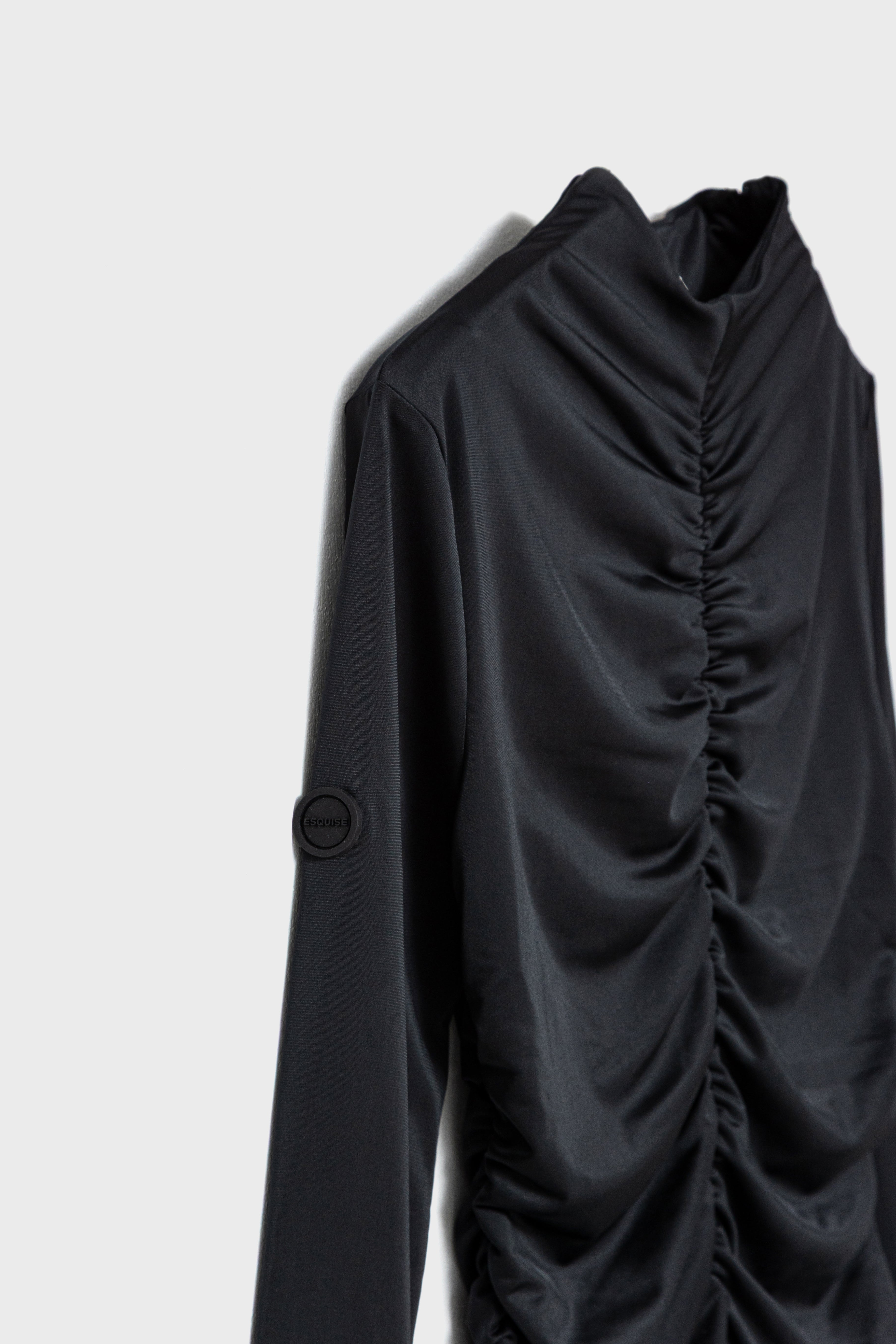 GATHER STRETCH TOP - Black