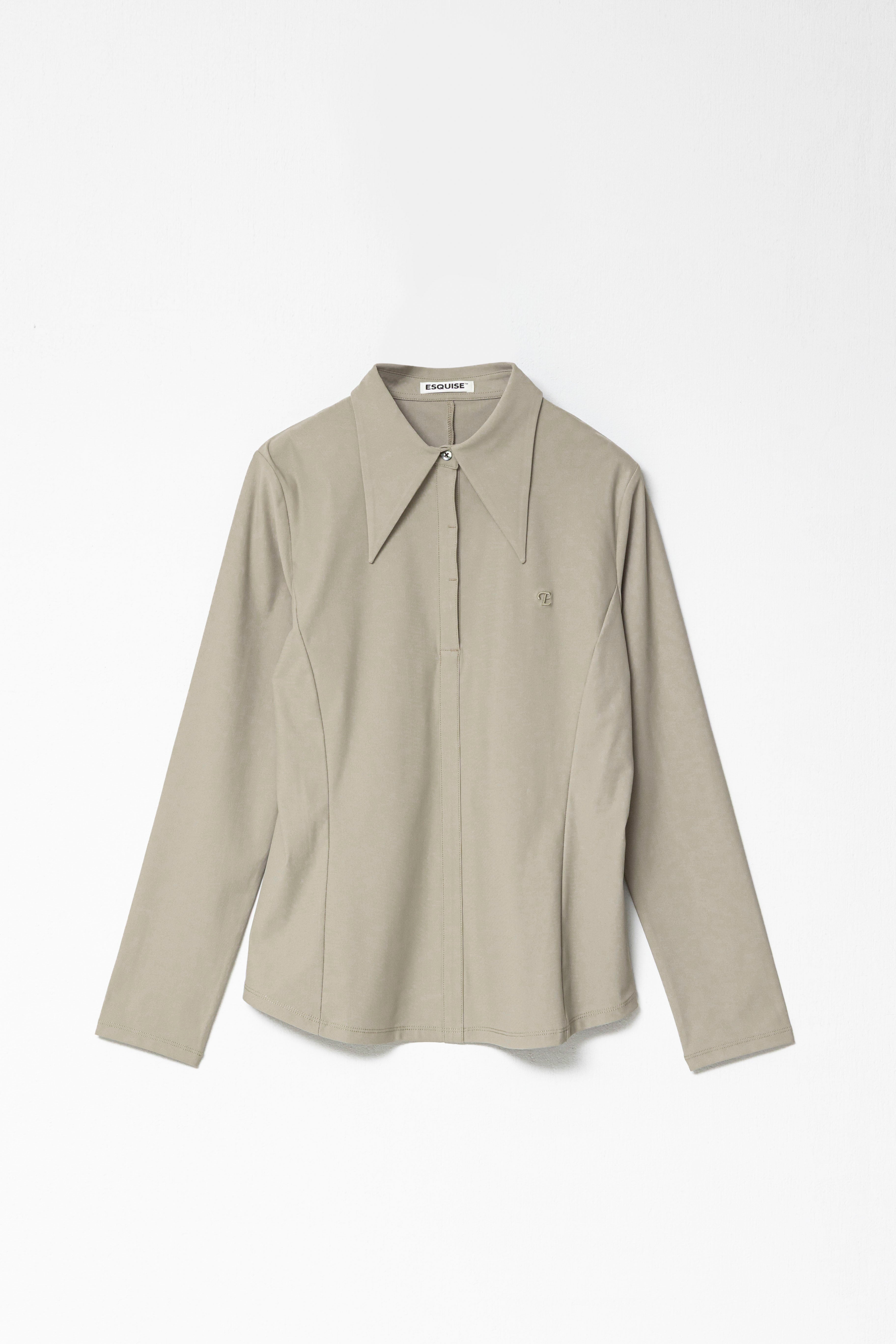 CLASSIC COLLAR SHIRT TOP - Beige