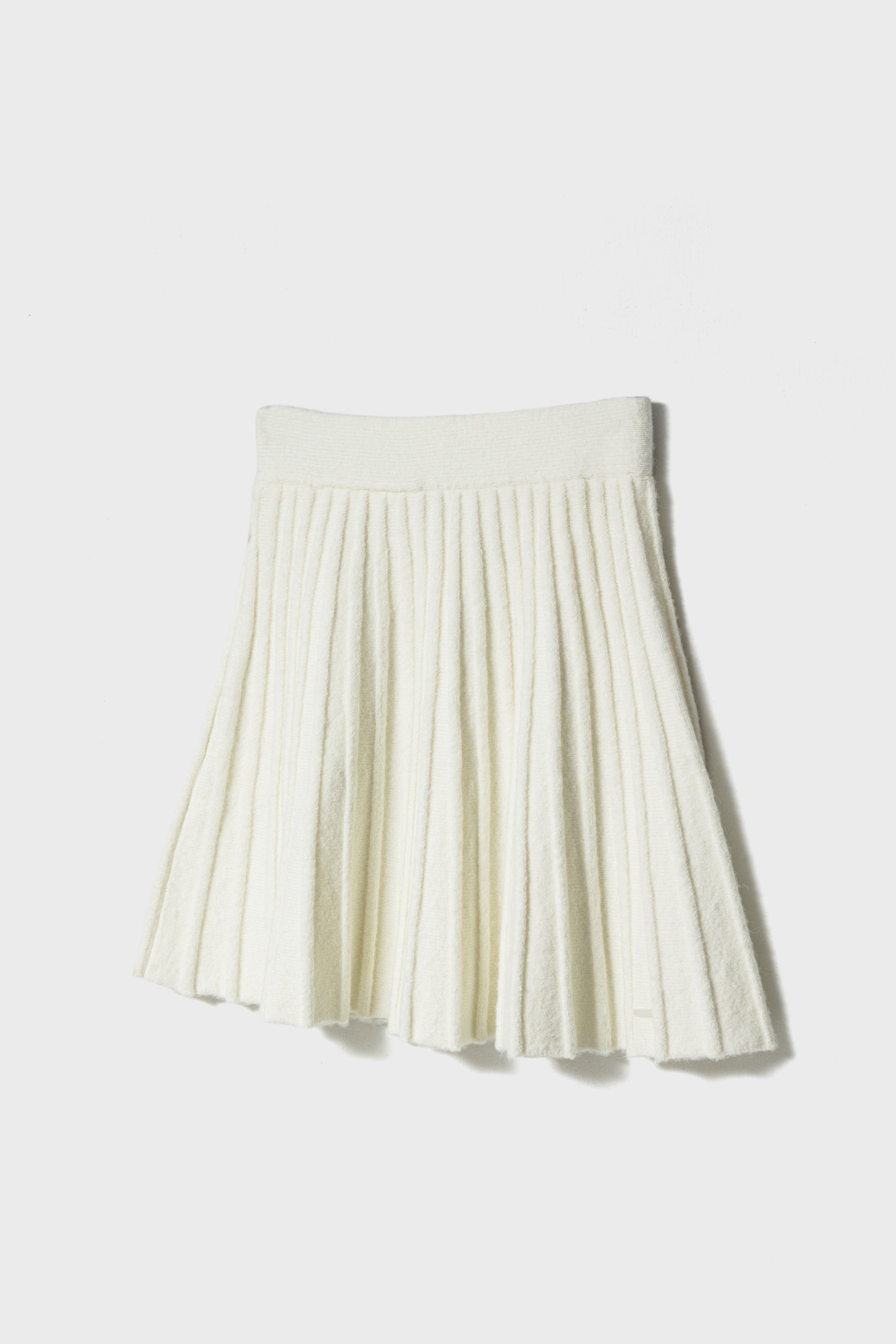 ECO-KNIT PLEATS SKIRT - White