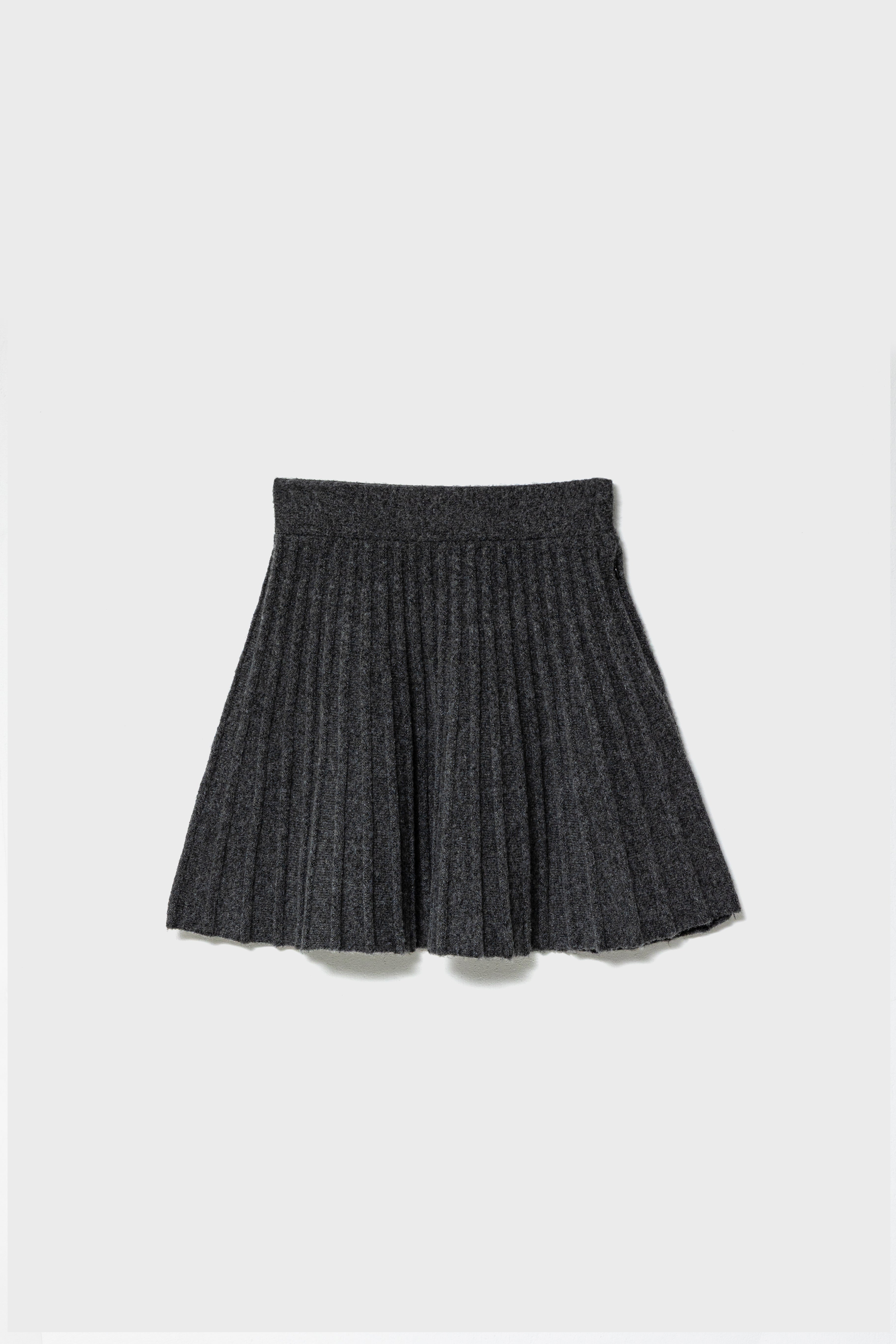 ECO-KNIT PLEATS SKIRT - Gray
