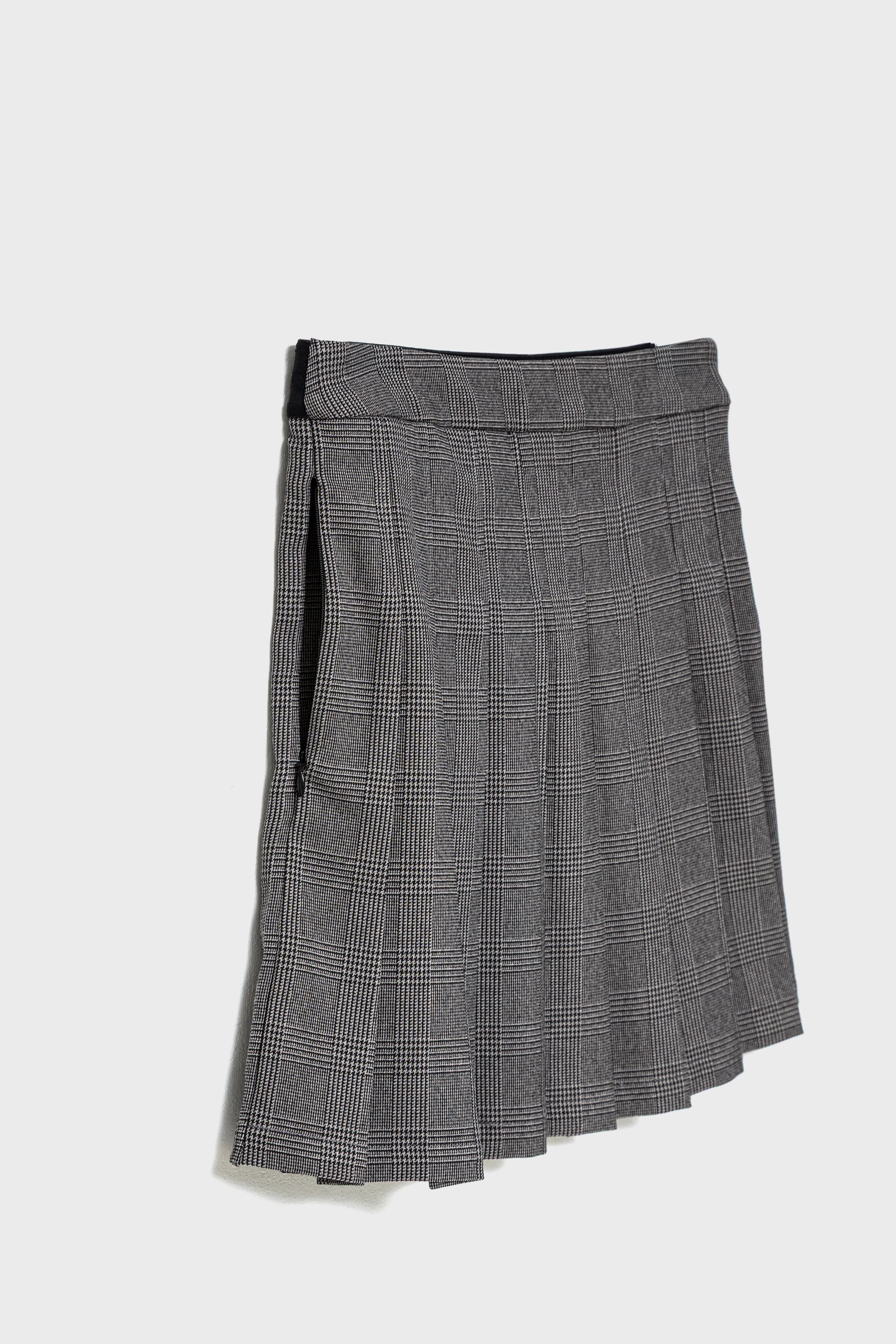 GLEN CHECK PLEATS SKIRT - Gray