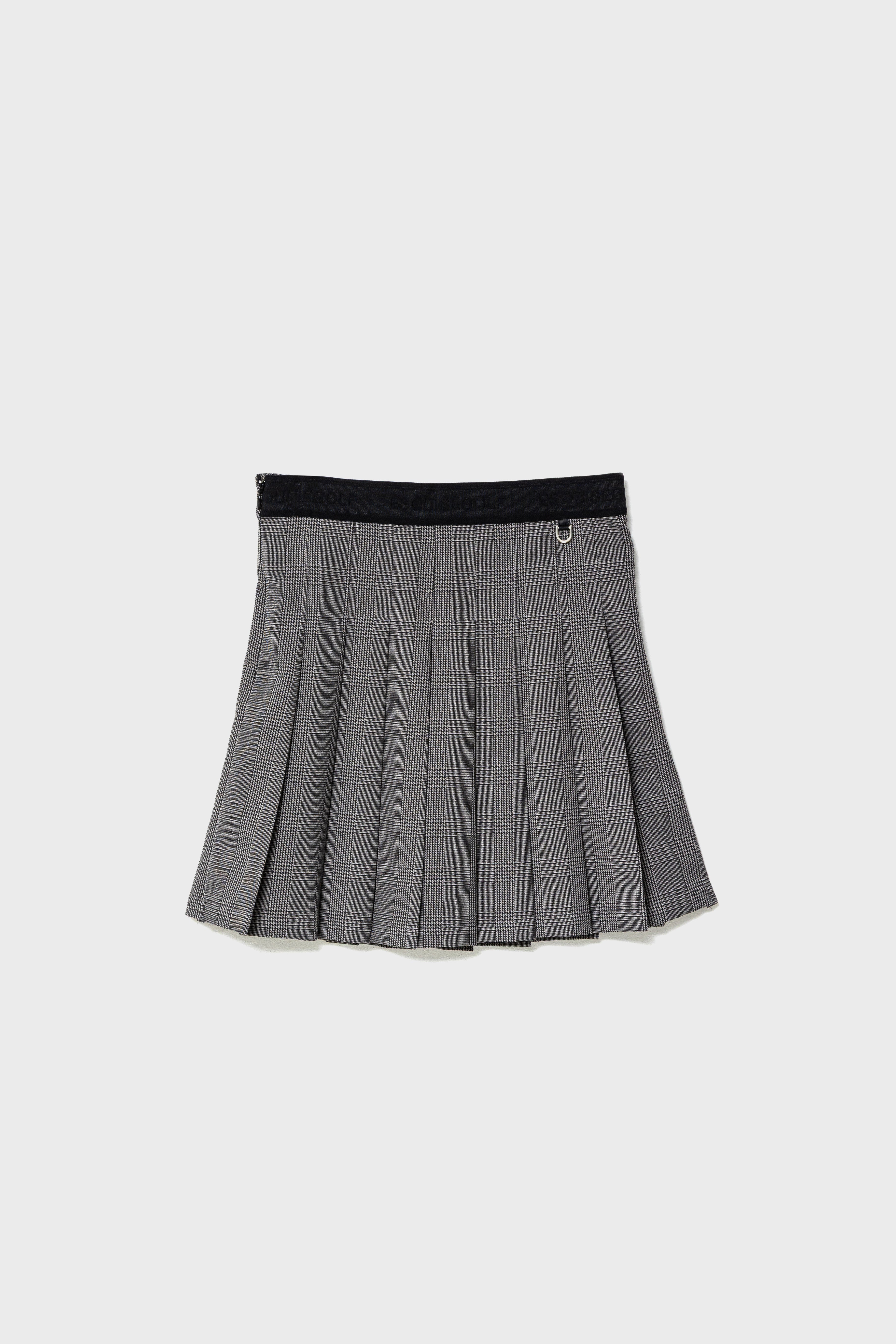 GLEN CHECK PLEATS SKIRT - Gray