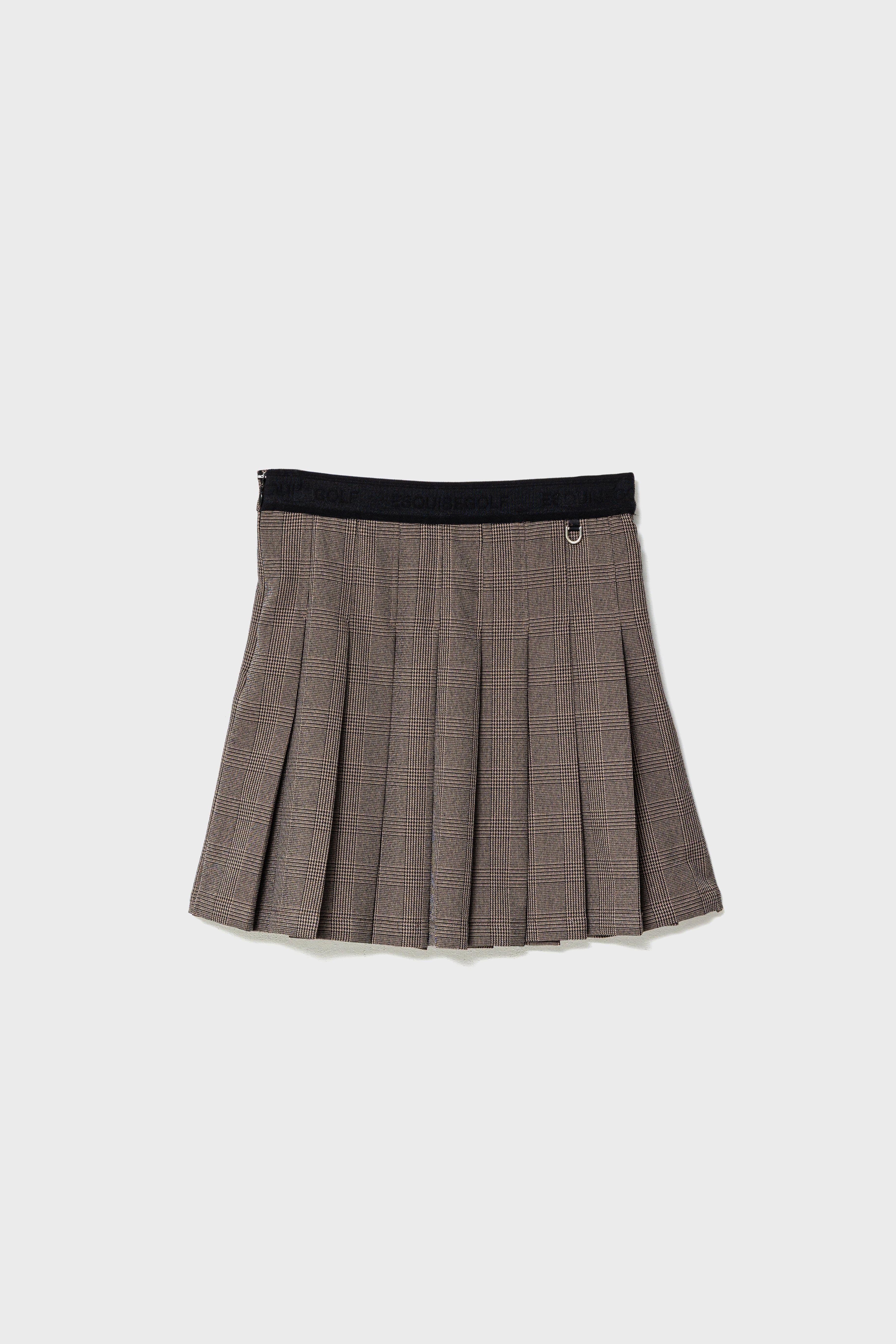 GLEN CHECK PLEATS SKIRT - Brown