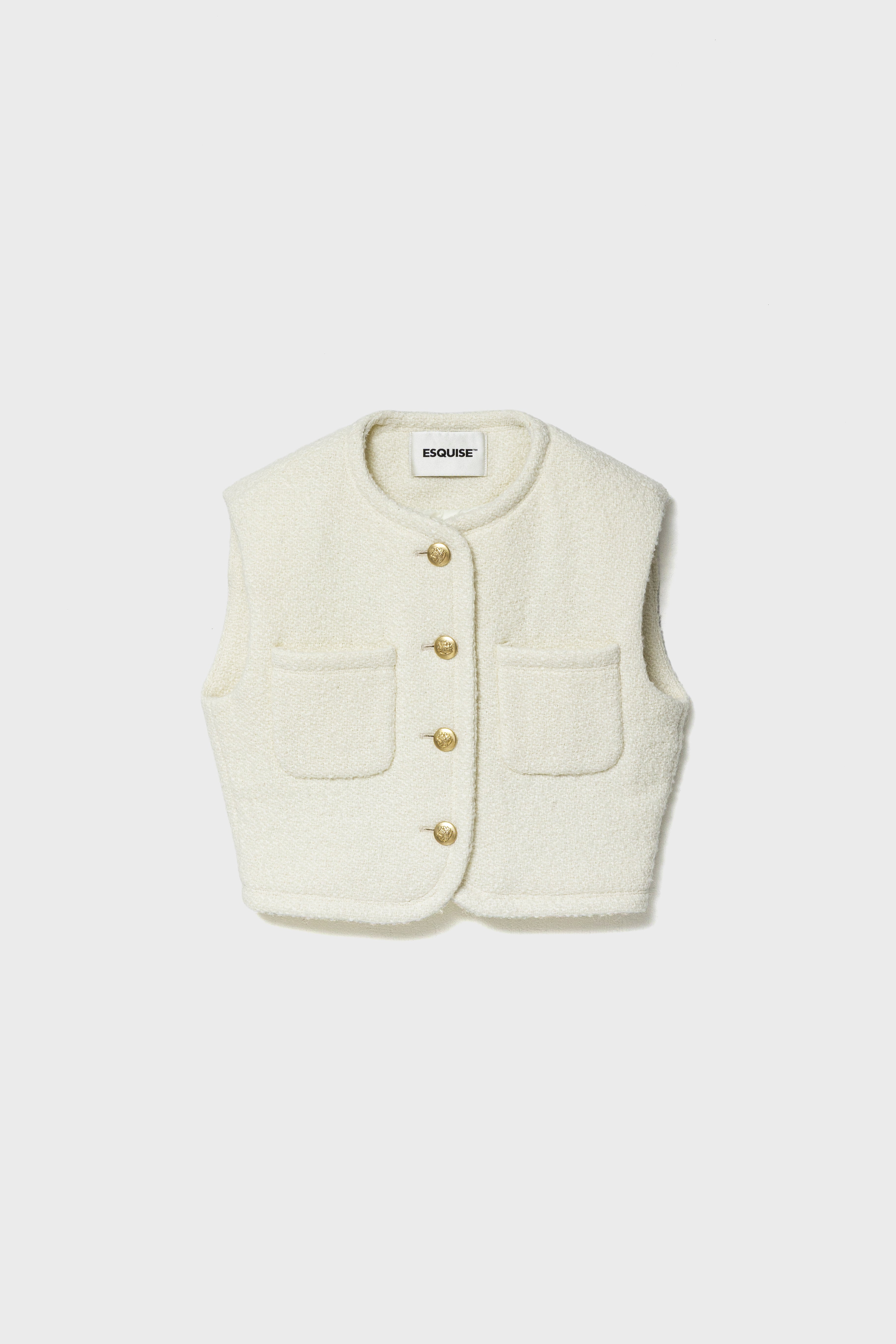 TWEED SHORT VEST - Cream
