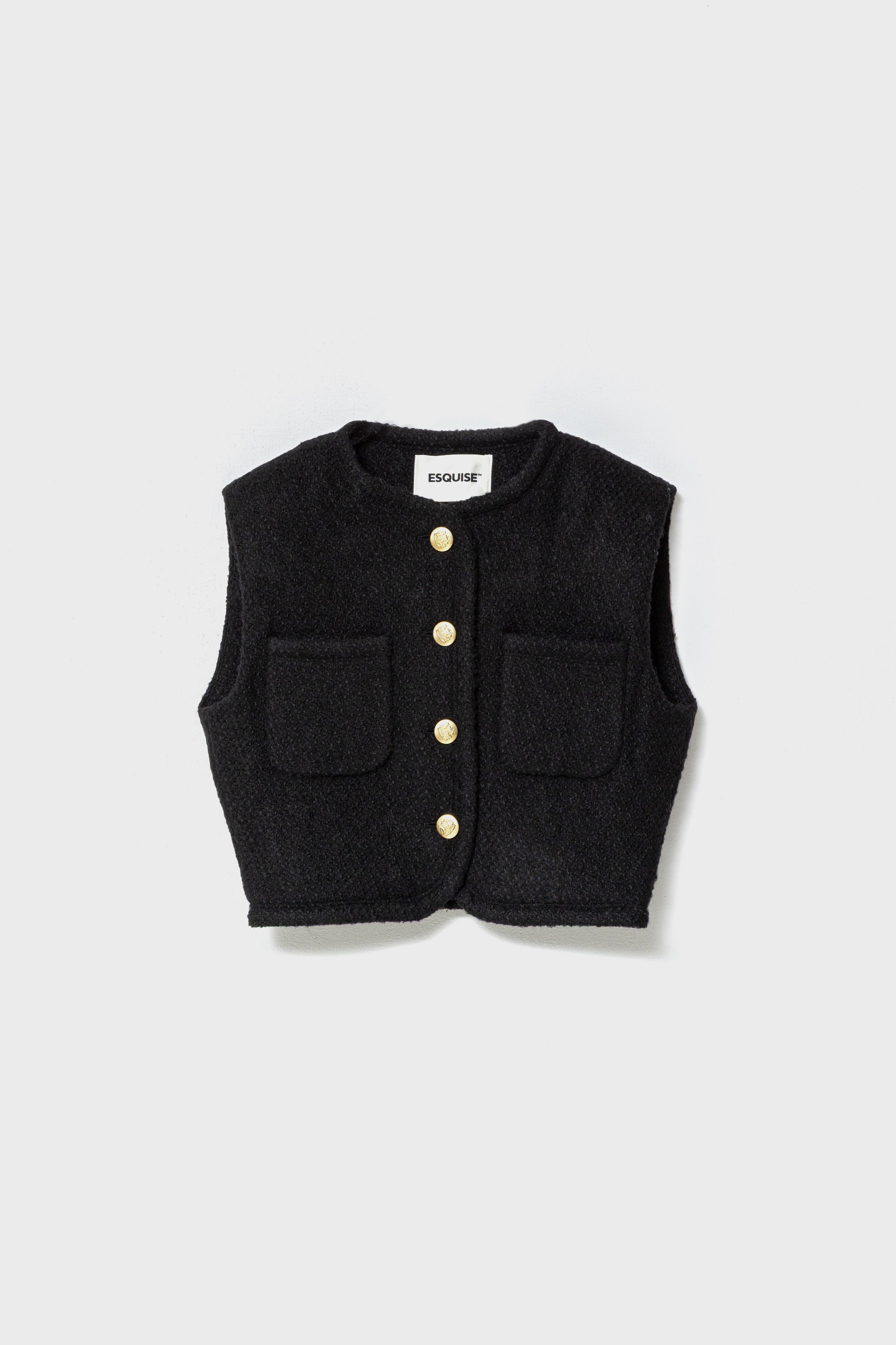 TWEED SHORT VEST - Black