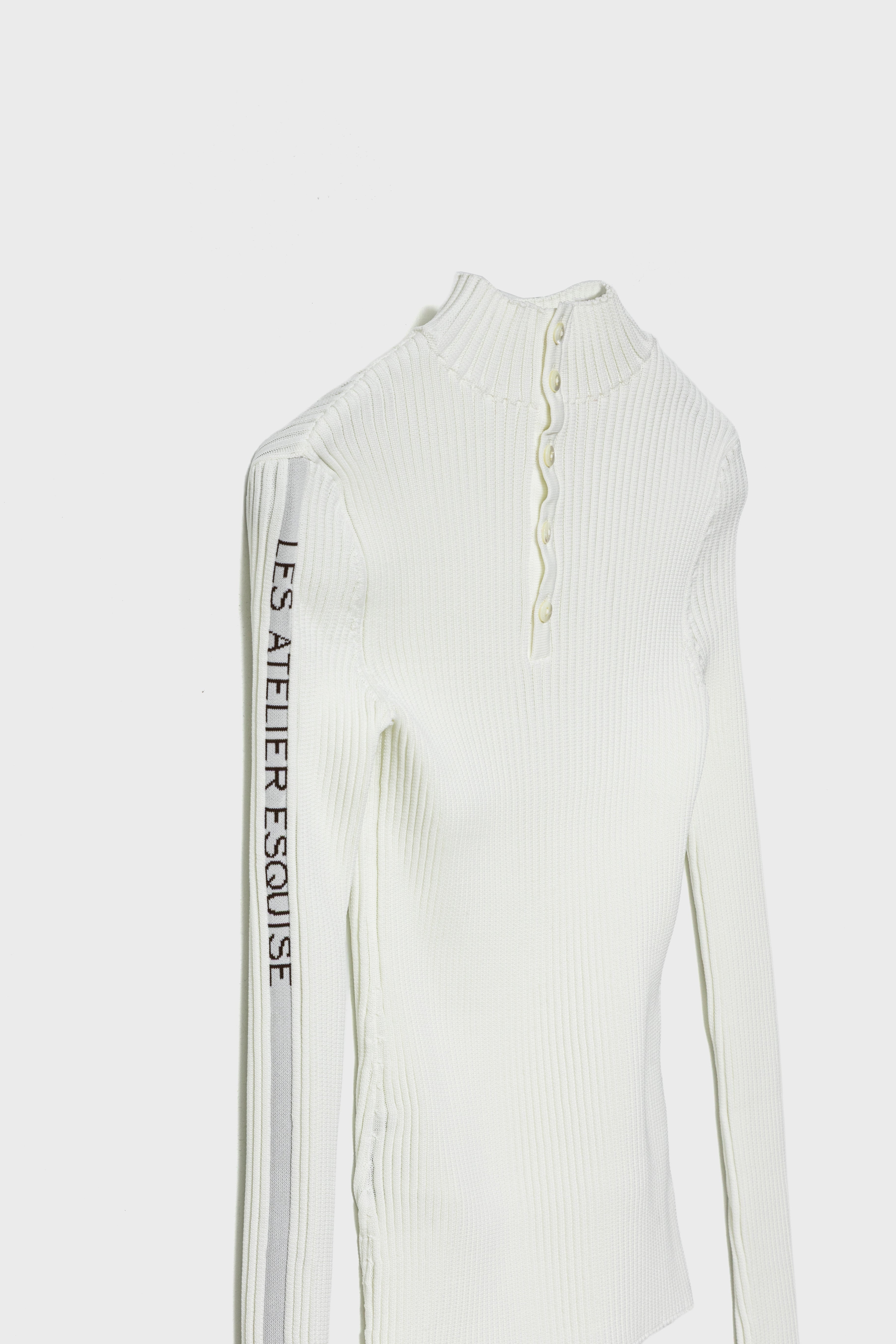 2WAY LETTER RIB KNIT - White