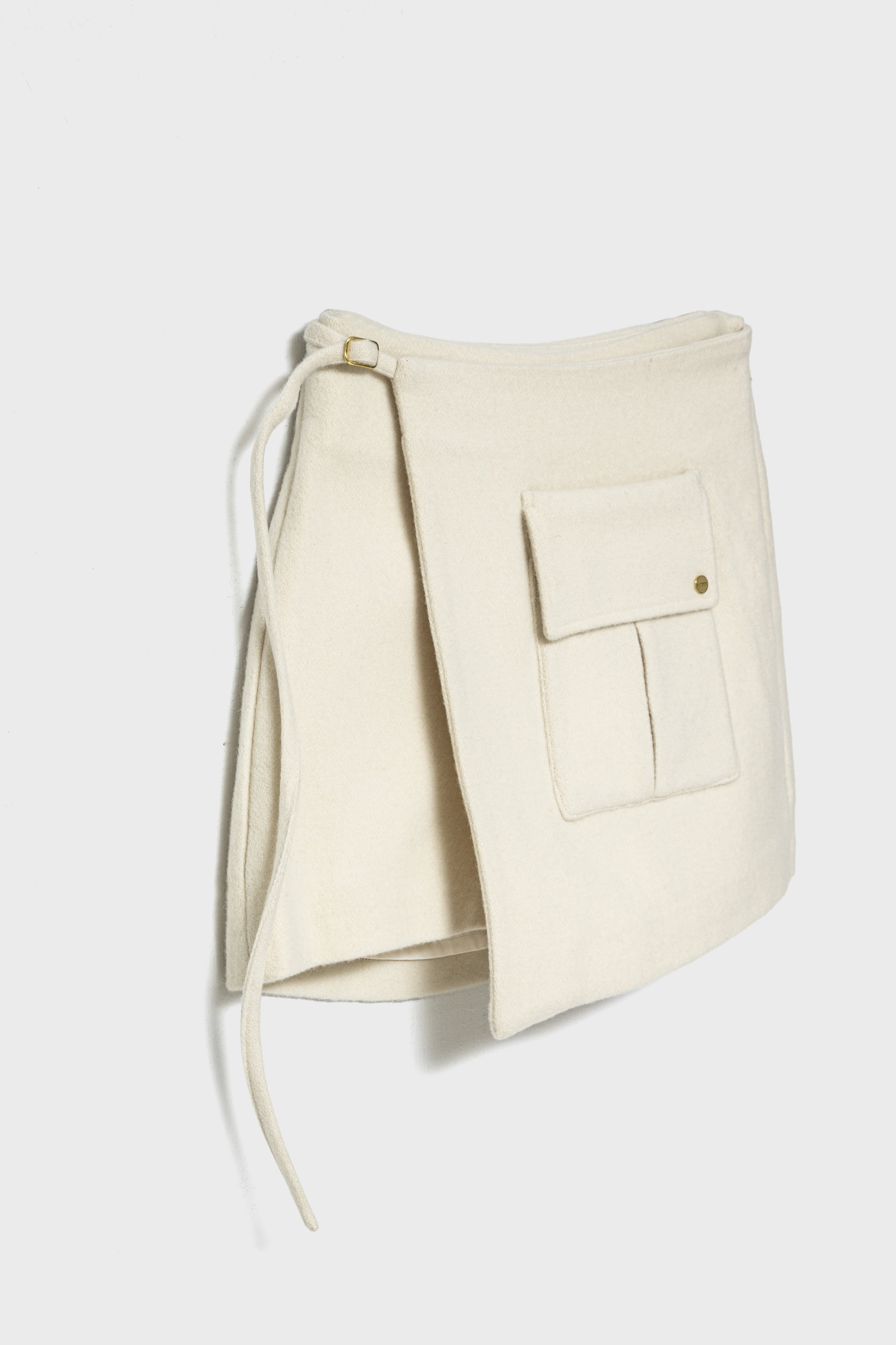 CLOUD WOOL WRAP SKIRT - Cream
