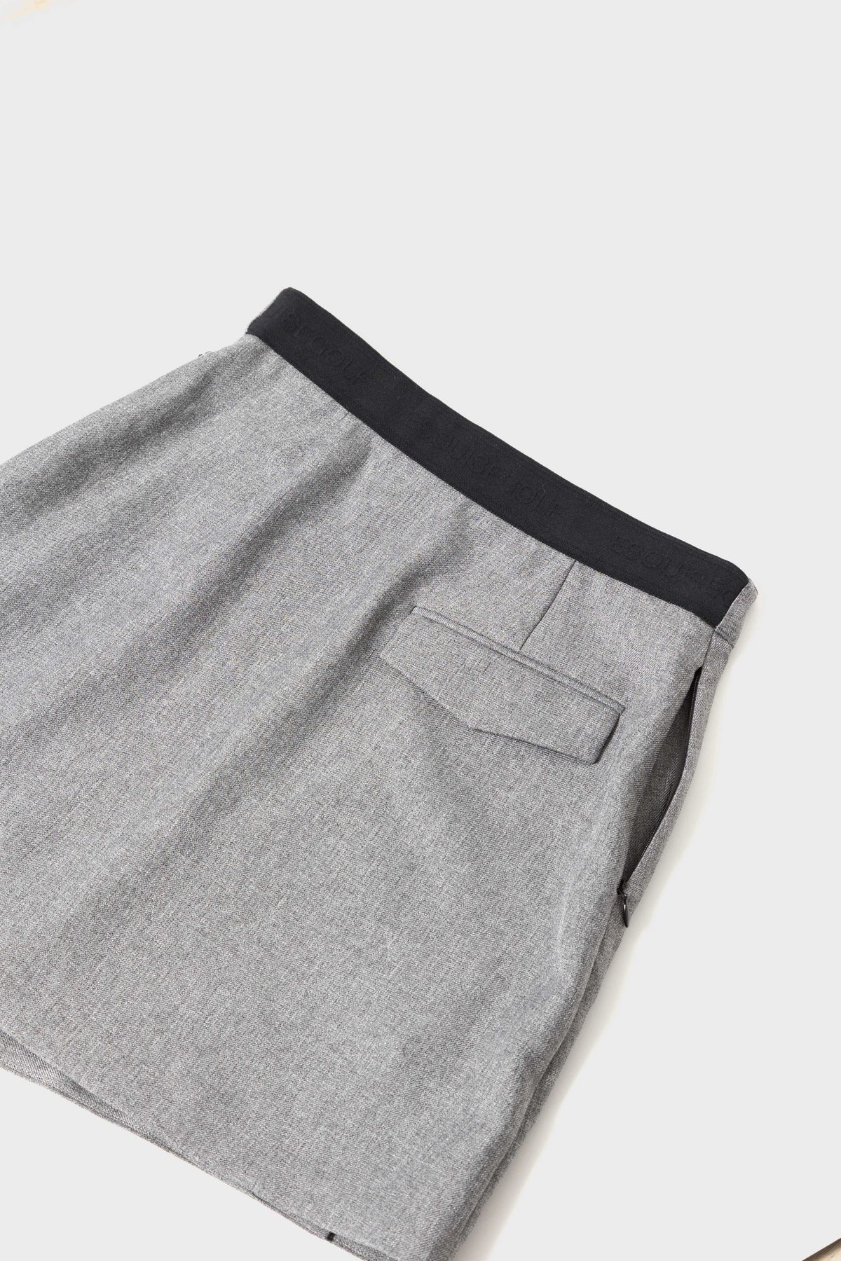 SIDE PLEATS TWILL SKIRT - Gray