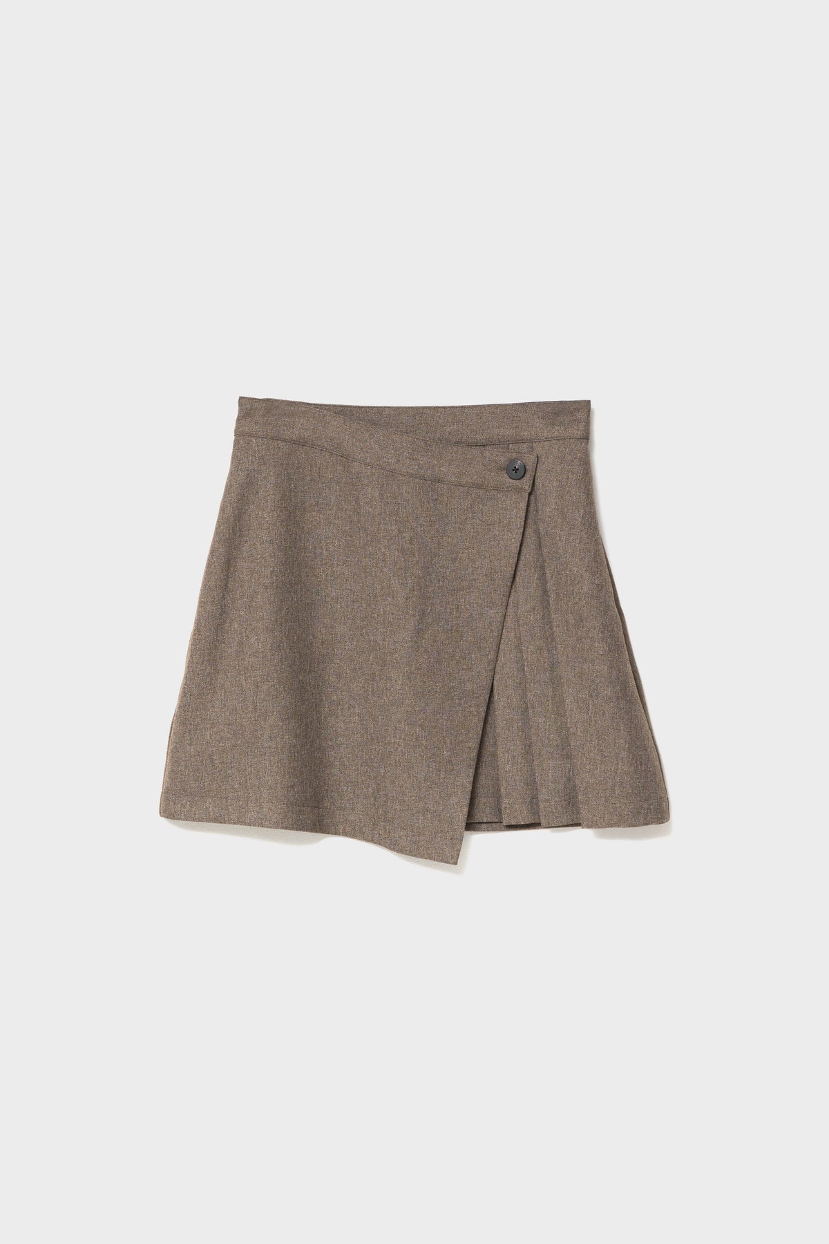 SIDE PLEATS TWILL SKIRT - Brown