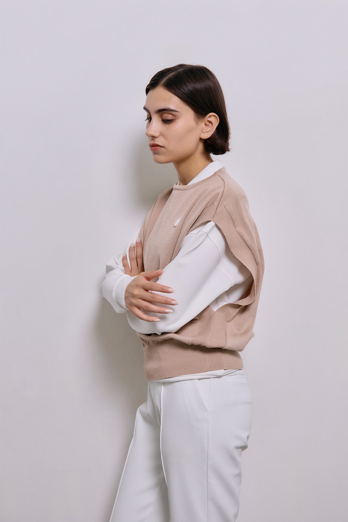SUSTAIN KNIT VEST - PinkBeige